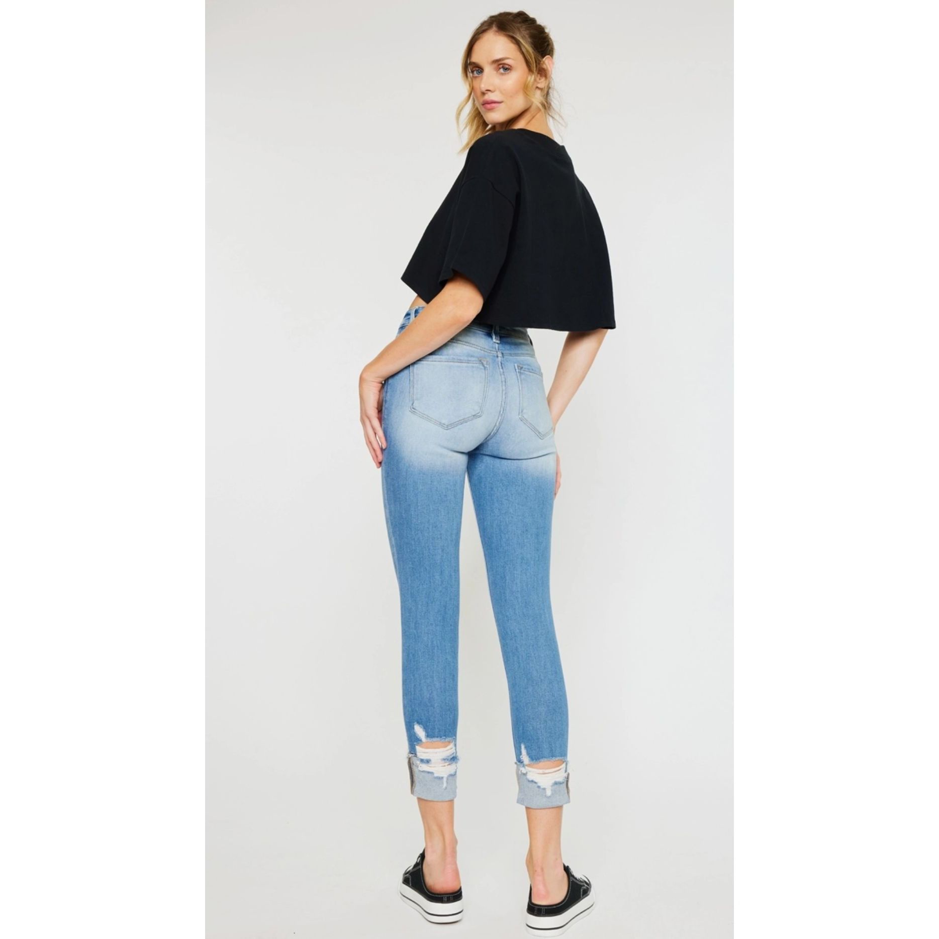 Kancan USA KanCan High Rise Ankle Skinny Distressed Denim Jeans Size 31" - 4 Thumbnail