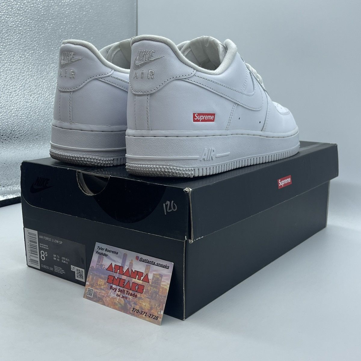 Supreme Supreme x air force 1 low box logo white Size US 8.5 / EU 41-42 - 5 Thumbnail