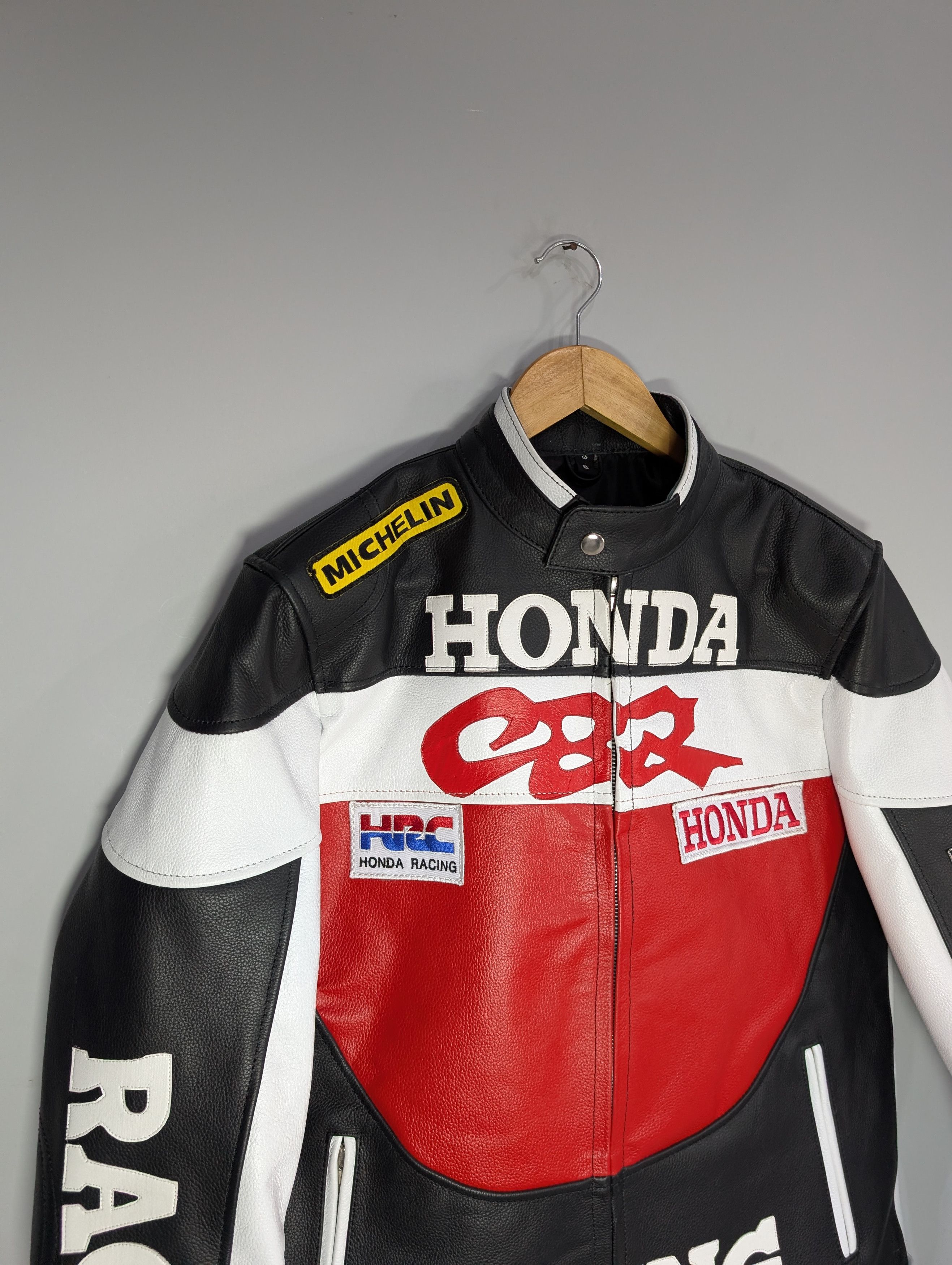 Vintage 🔥Honda🔥 90s Motorcycle Racing Real Cowhide Leather Jacket Size XL / US 12-14 / IT 48-50 - 4 Thumbnail