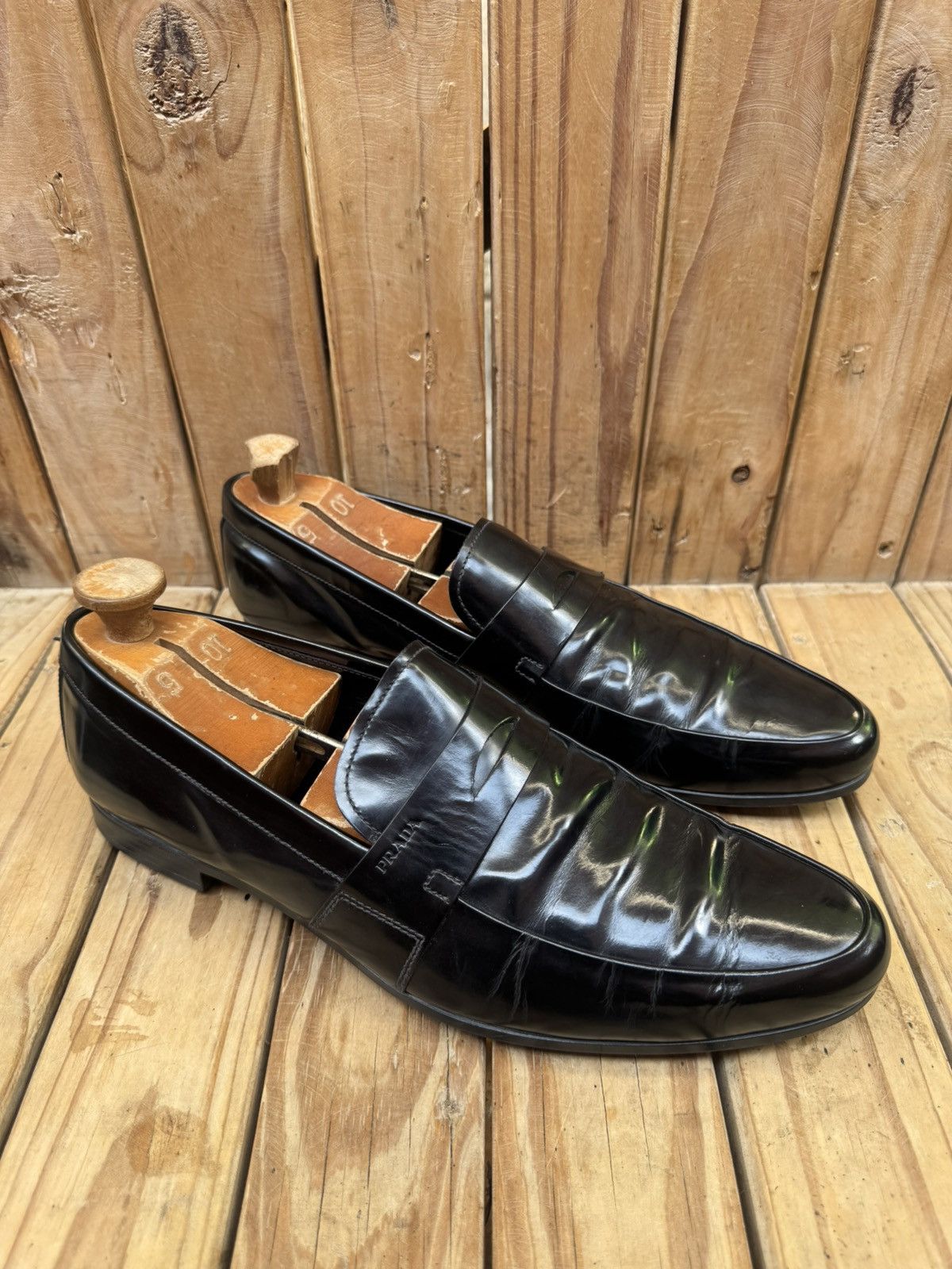 Prada Prada Men’s Penny black Leather Loafers Size Uk 9.5 USA 10.5 Size US 10.5 / EU 43-44 - 7 Thumbnail