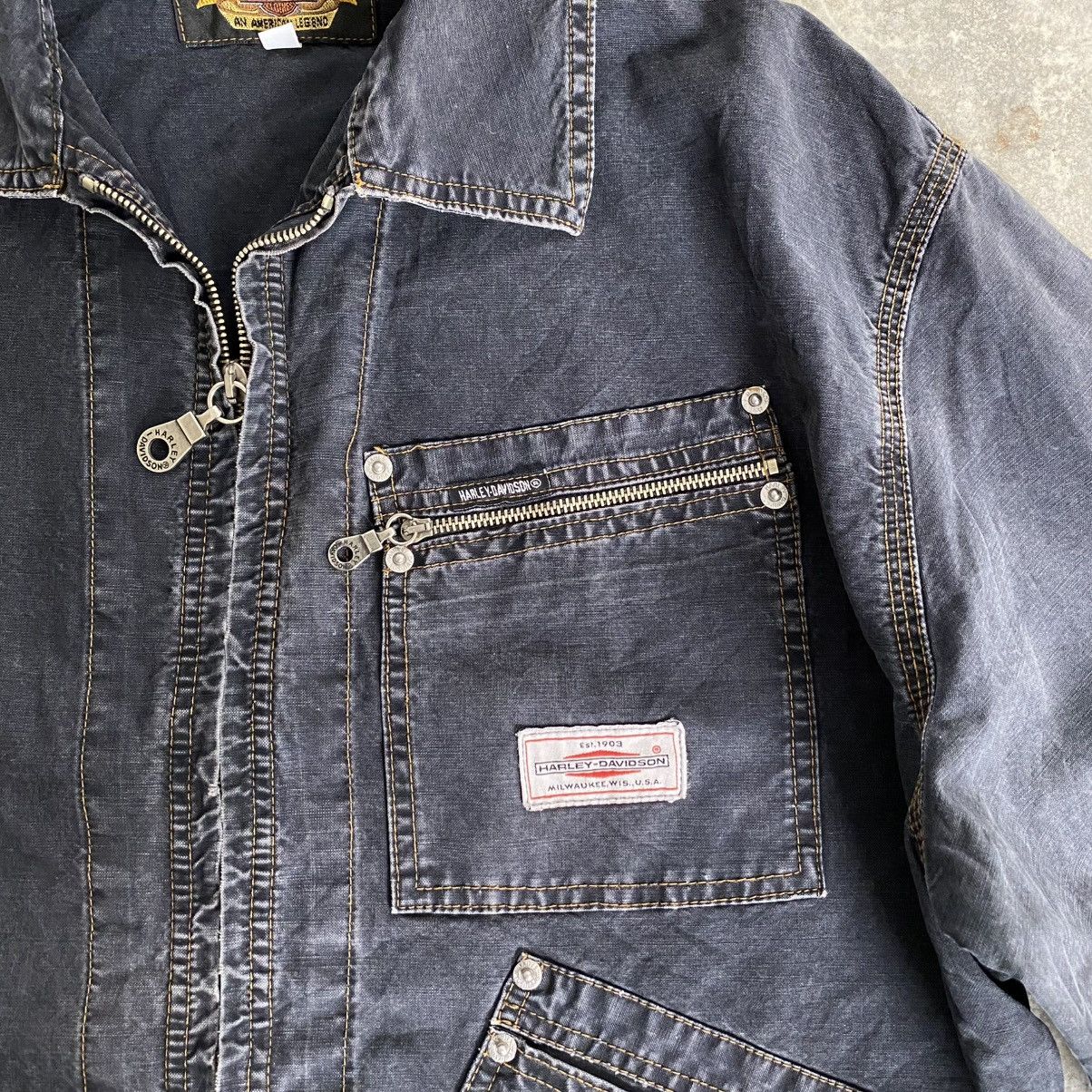 Harley Davidson Vintage 1990’s Harley Davidson Faded Black Boxy Work Jacket Size US M / EU 48-50 / 2 - 7 Thumbnail