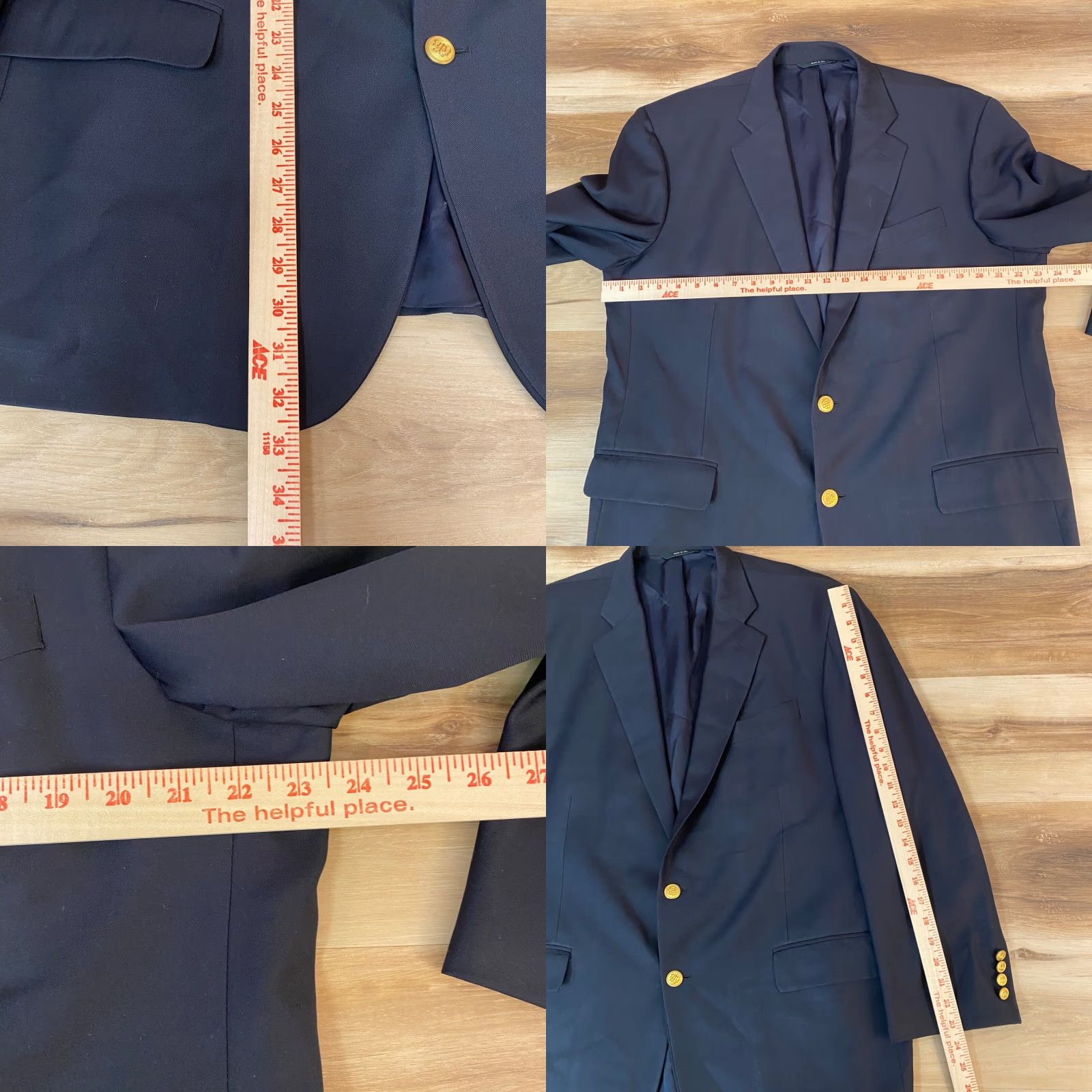 Brooks Brothers VINTAGE Brooks Brothers Blazer Mens 45R Black Madison Makers Gold Button USA Loro Piana Size 48R - 8 Thumbnail