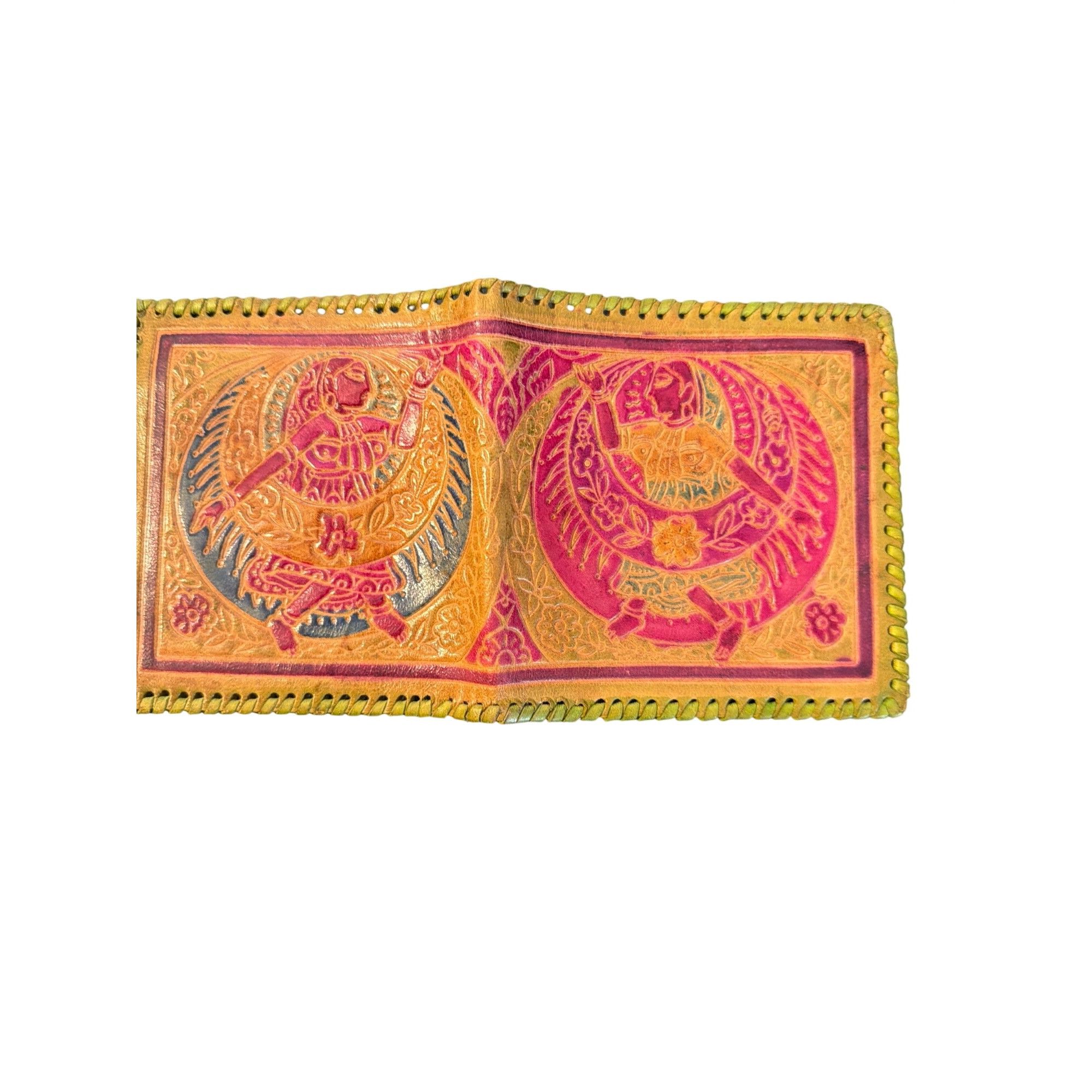 Other Vintage Hand Tooled 3 Piece Set Leather Clutch Wallet Coin P Size ONE SIZE - 5 Thumbnail