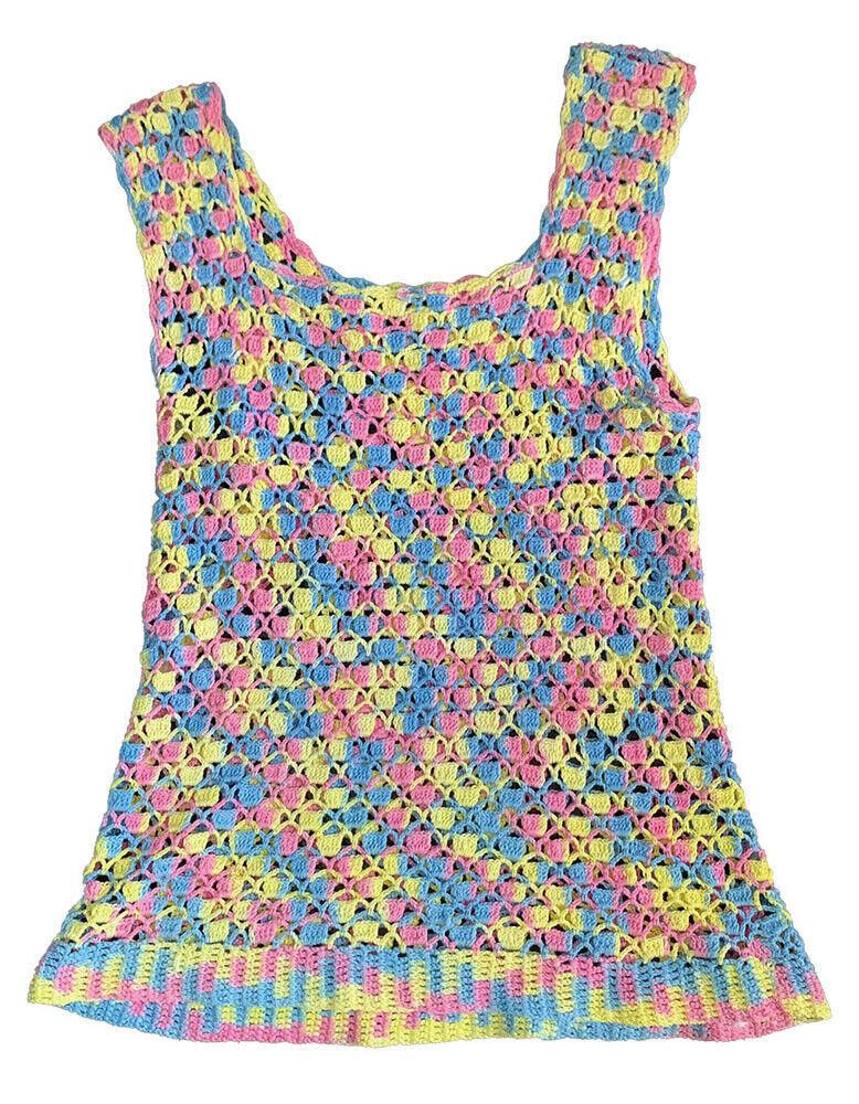 Designer New Colorful Crocheted Hand Made Blouse S Size S / US 4 / IT 40 - 3 Thumbnail