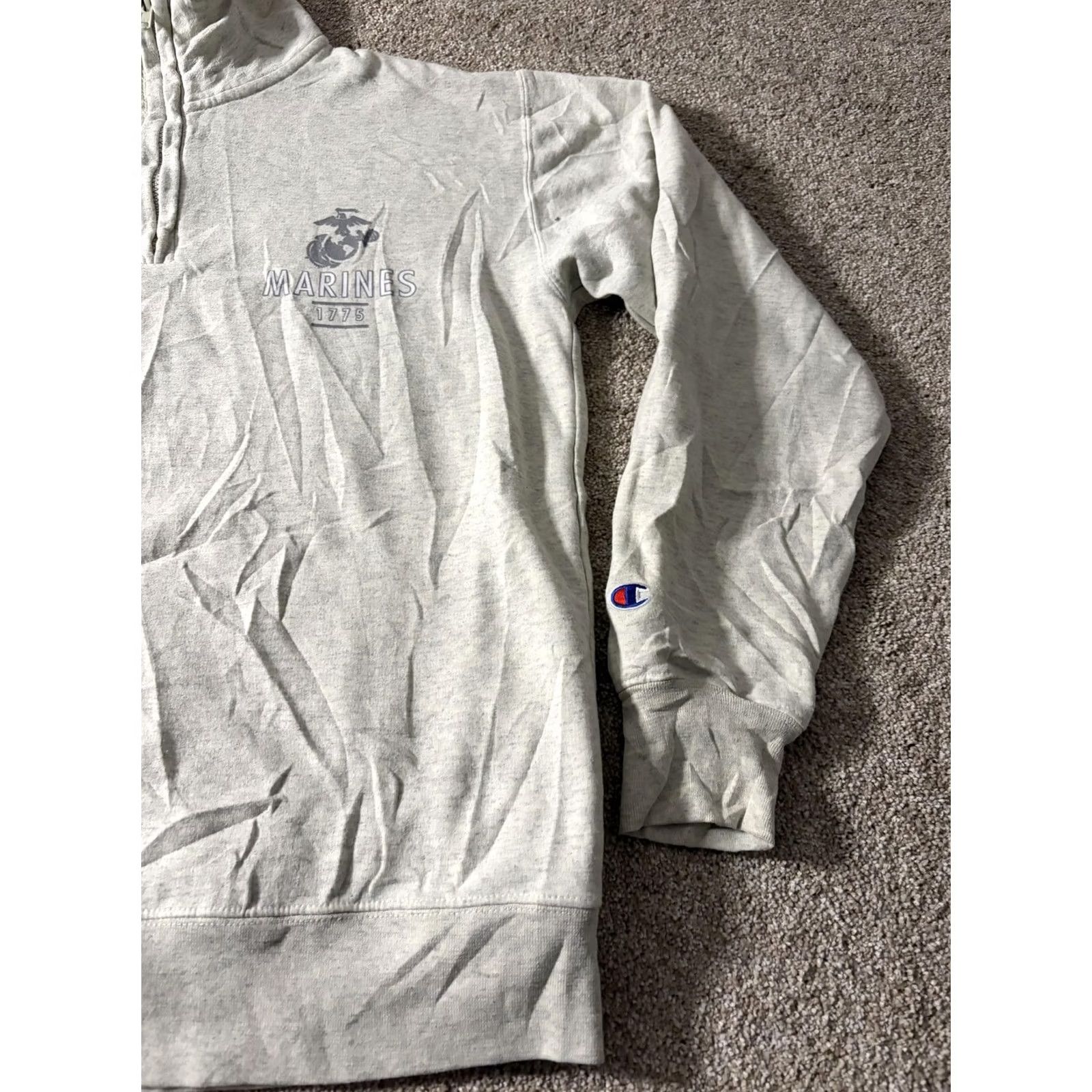 Champion Champion Shirt Mens M Gray Sweatshirt Quarter Zip Fleece Mock Neck Marines Size US M / EU 48-50 / 2 - 4 Thumbnail