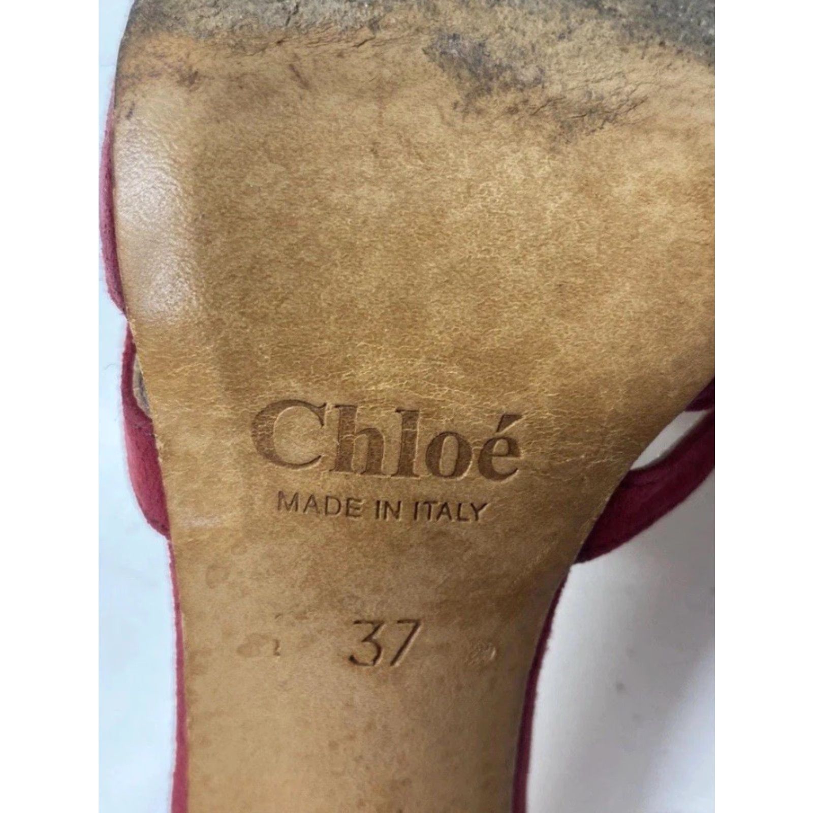 Vintage Chloé Women Red Suede Pump Heels Strap MadeInItaly Size 6.5 EU37 Shoes Womens Pumps Size US 7 / IT 37 - 8 Thumbnail