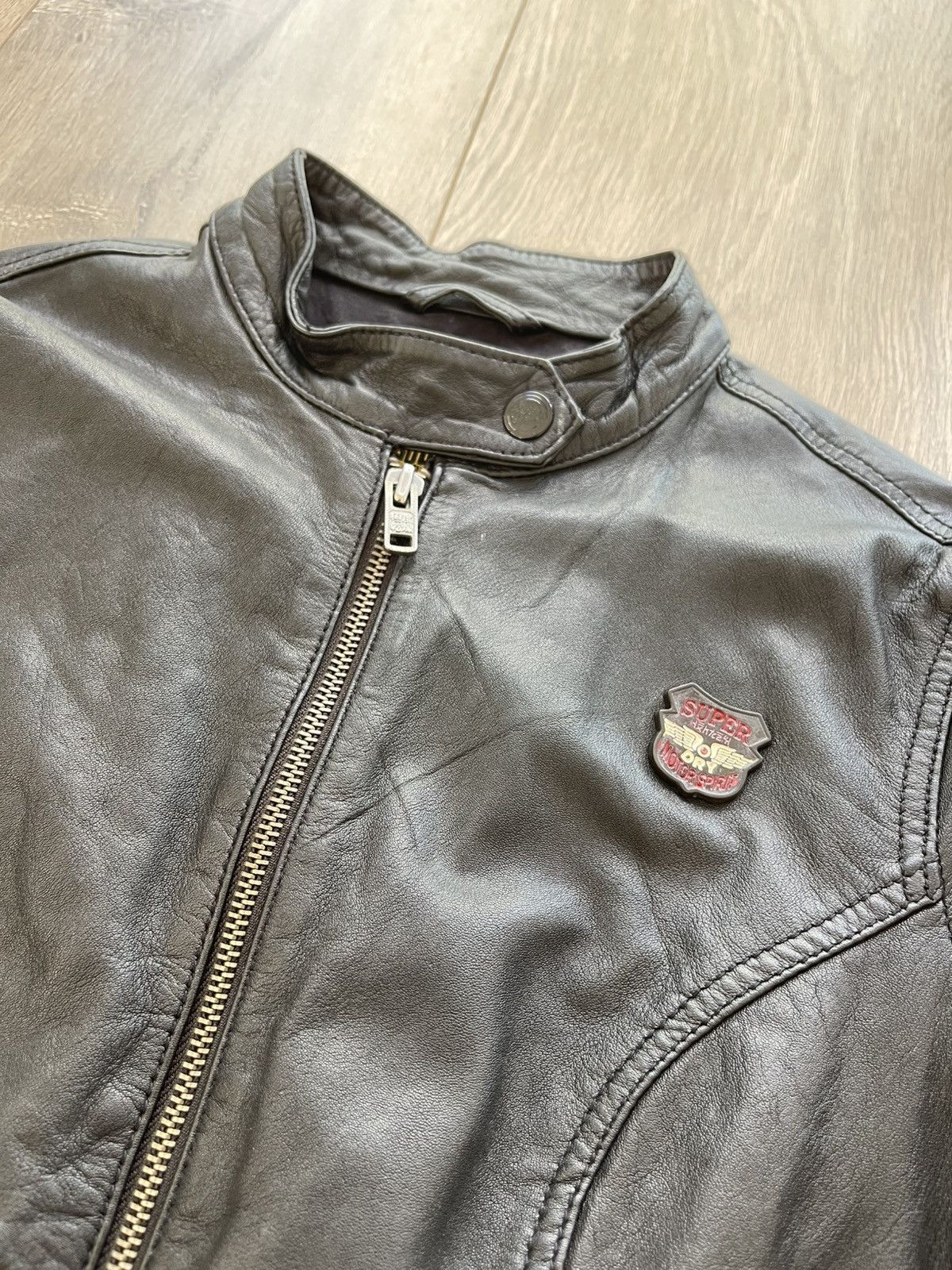 Superdry Vintage Superdry "Super" Leather Racer Jacket - Black - XS Size XS / US 0-2 / IT 36-38 - 5 Thumbnail