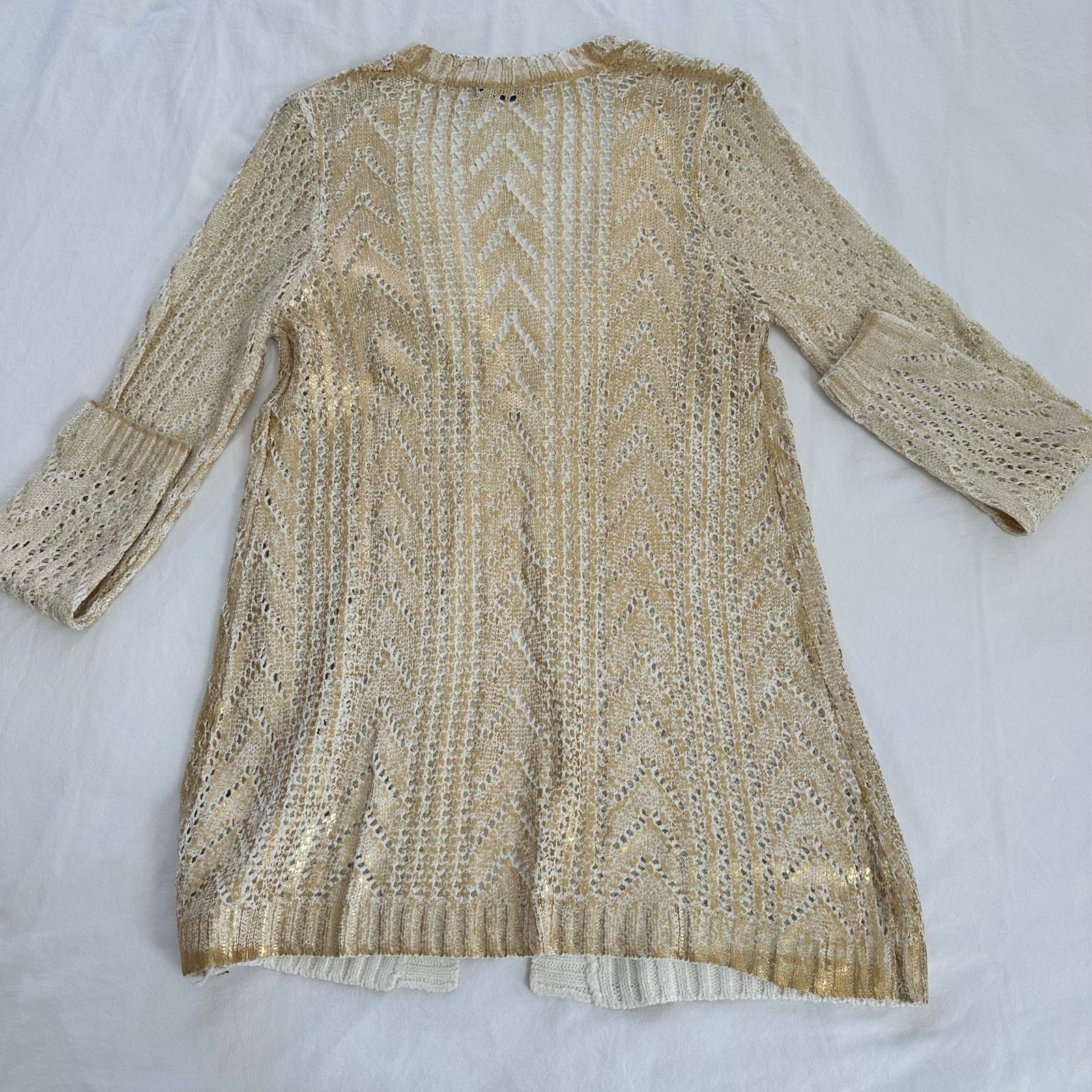 Other Gold Shimmer Women's Sweater Acrylic Cardigan Size 4-6 Size M / US 6-8 / IT 42-44 - 13 Thumbnail