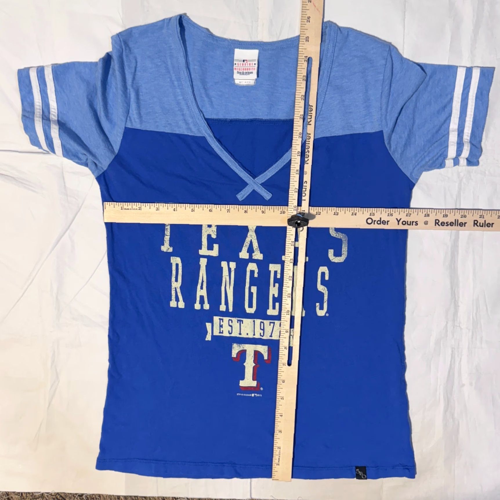 MLB MLB Texas Rangers Women’s V-neck Tshirt - M Blue Logo T-Shirt, Casual, Short Sleeve, Jersey Cotton, Regular Fit Size M / US 6-8 / IT 42-44 - 4 Thumbnail