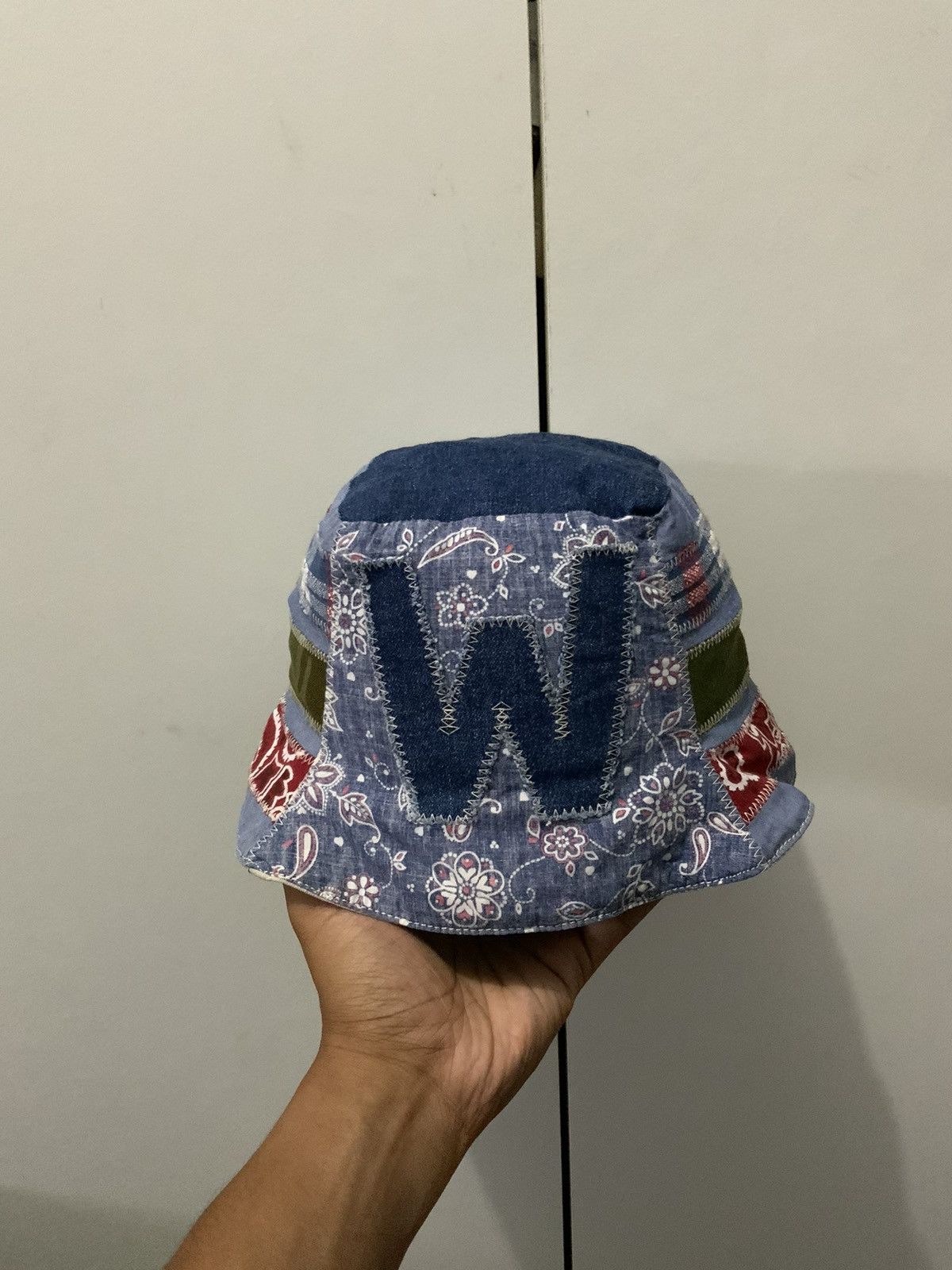 If Six Was Nine Waffle Handmade Boro Sashiko Patchwork Hat Size ONE SIZE - 5 Thumbnail