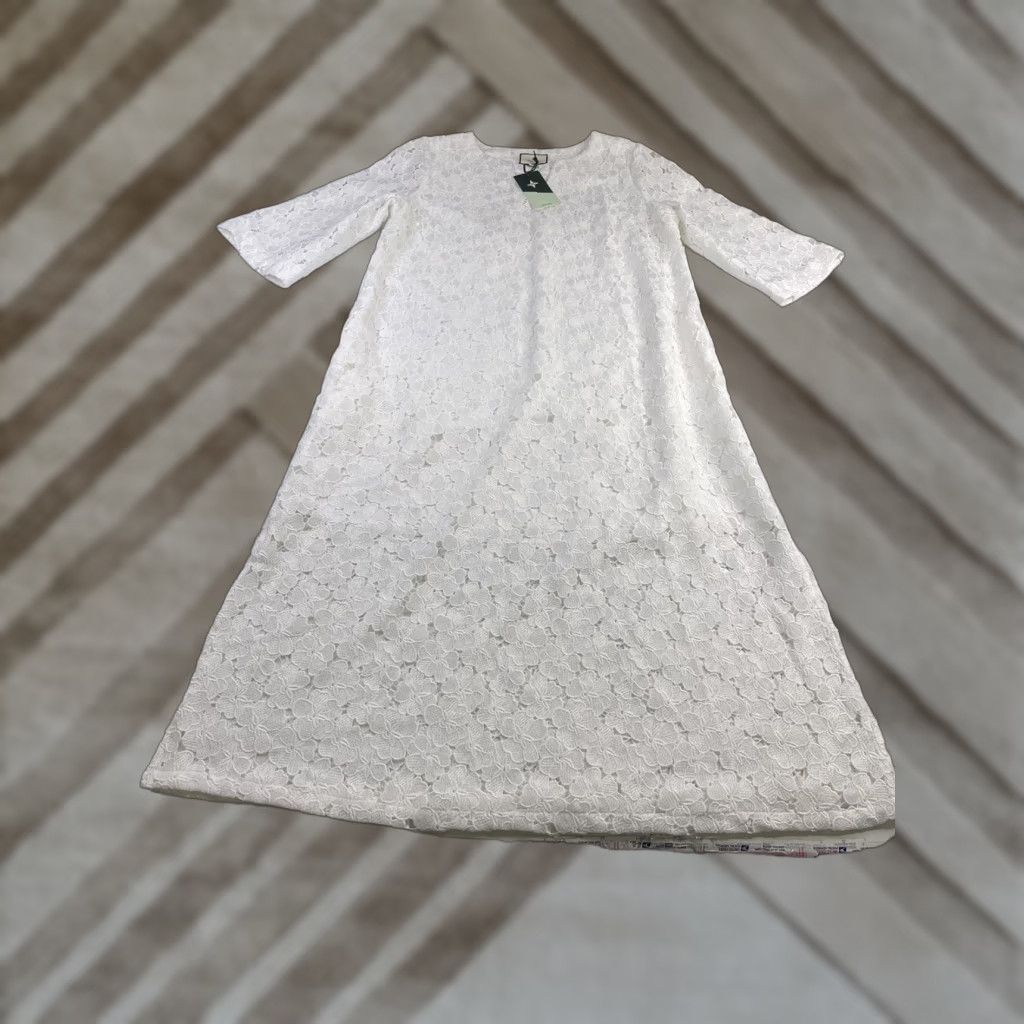 Vintage **Tuckernuck Women's White Lace Midi Dress Medium V-Neck Floral NEW** User: Tuckernuck Women's White Lace Midi Dress Medium V-Neck Floral NEW Size M / US 6-8 / IT 42-44 - 1 Thumbnail