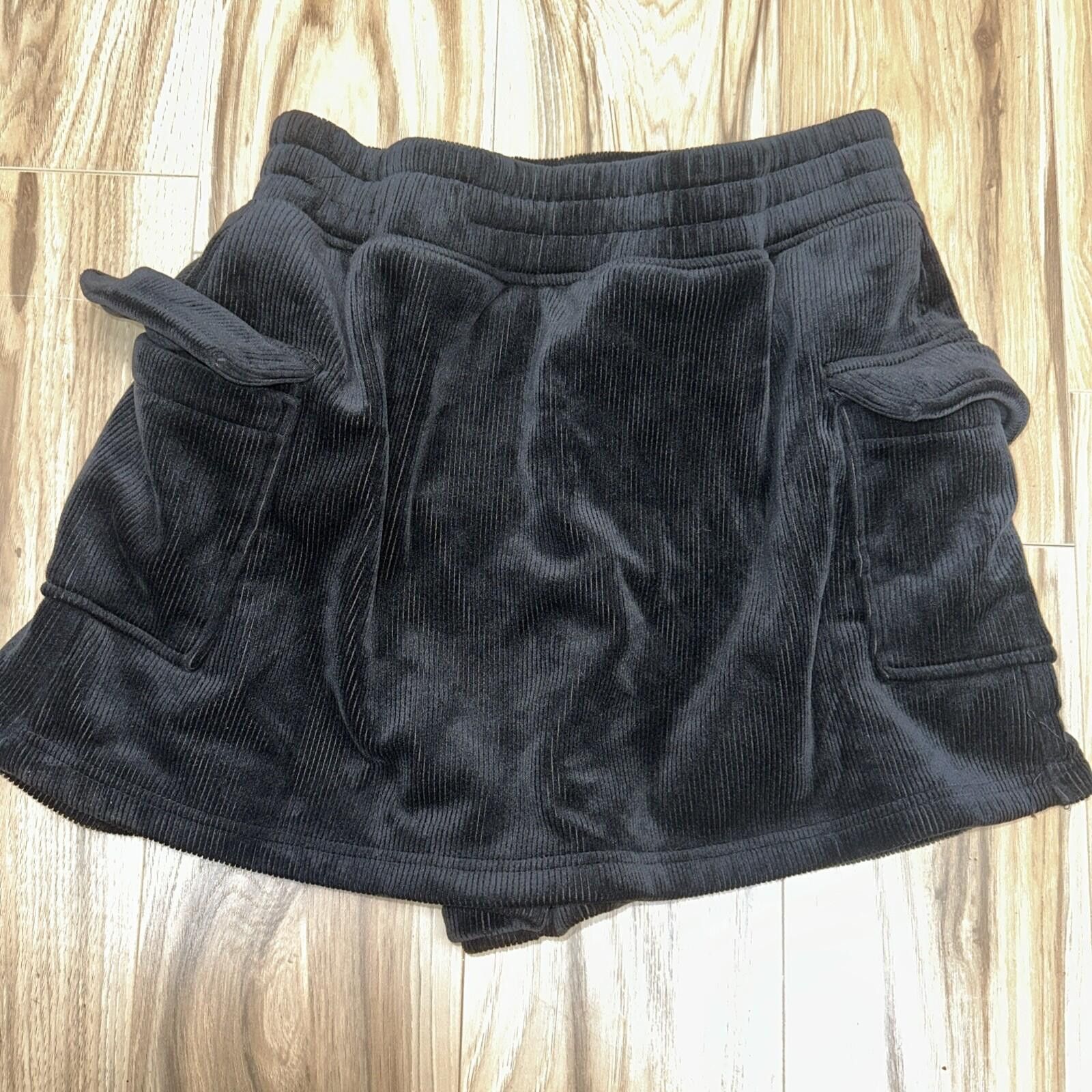 Other As Revival Black Corduroy Elastic Band Skort Size Large Size 36" / US 14 / IT 50 - 2 Thumbnail