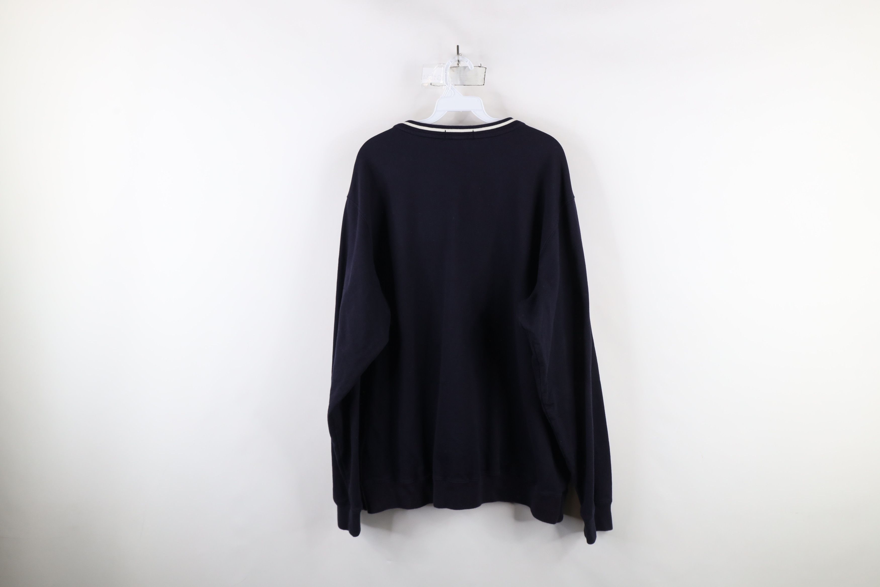Lands' End × Vintage Vintage 90s Lands End Cotton Knit V-Neck Sweater Navy Blue Size US XL / EU 56 / 4 - 8 Thumbnail