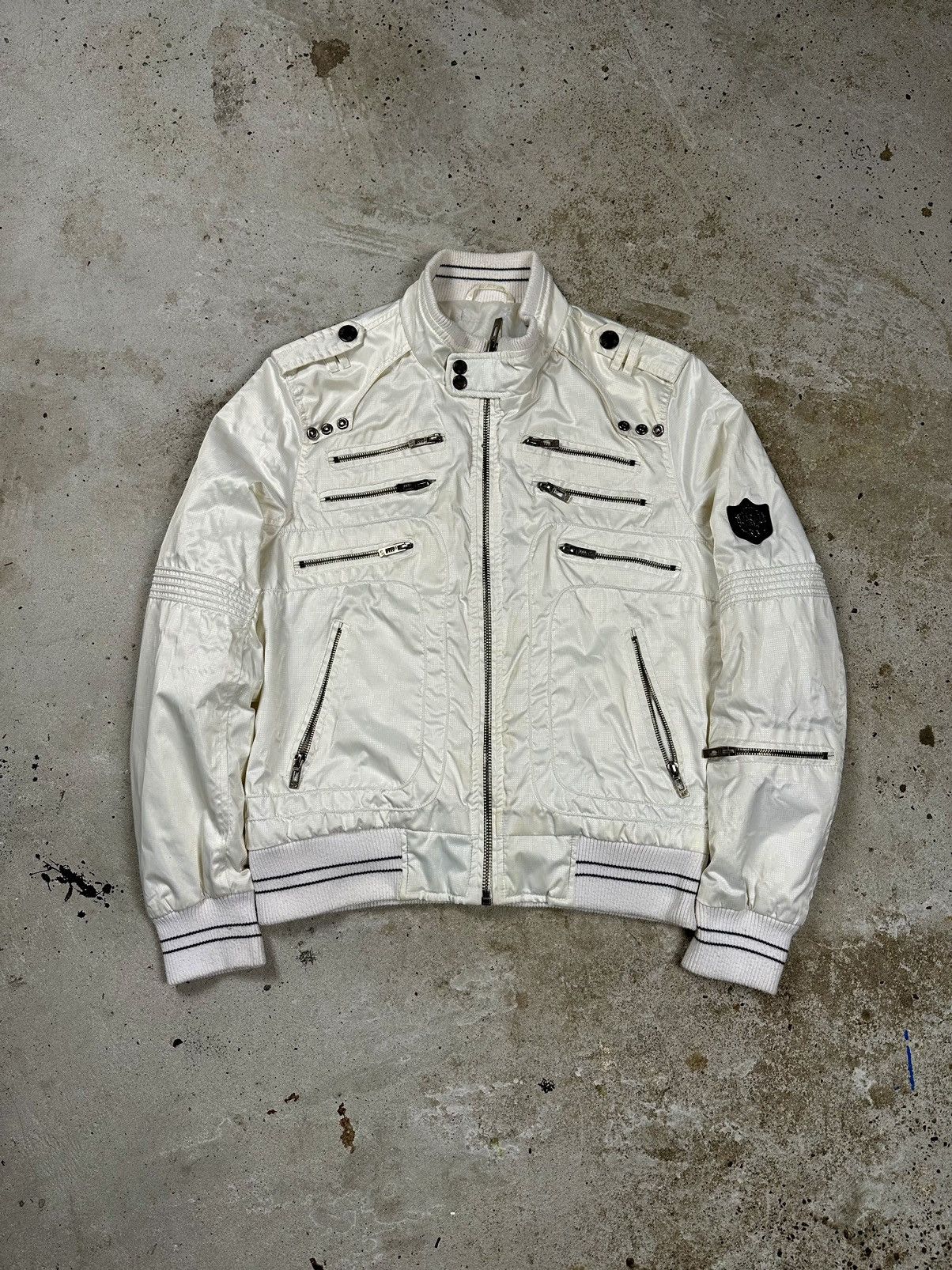 Vintage Y2K Diesel Style Multi Zip Nylon Bomber Jacket