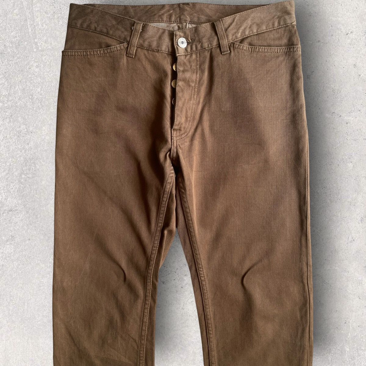 Helmut Lang 2000’s Archieve Brown Raw Silk Denim Size US 30 / EU 46 - 2 Thumbnail