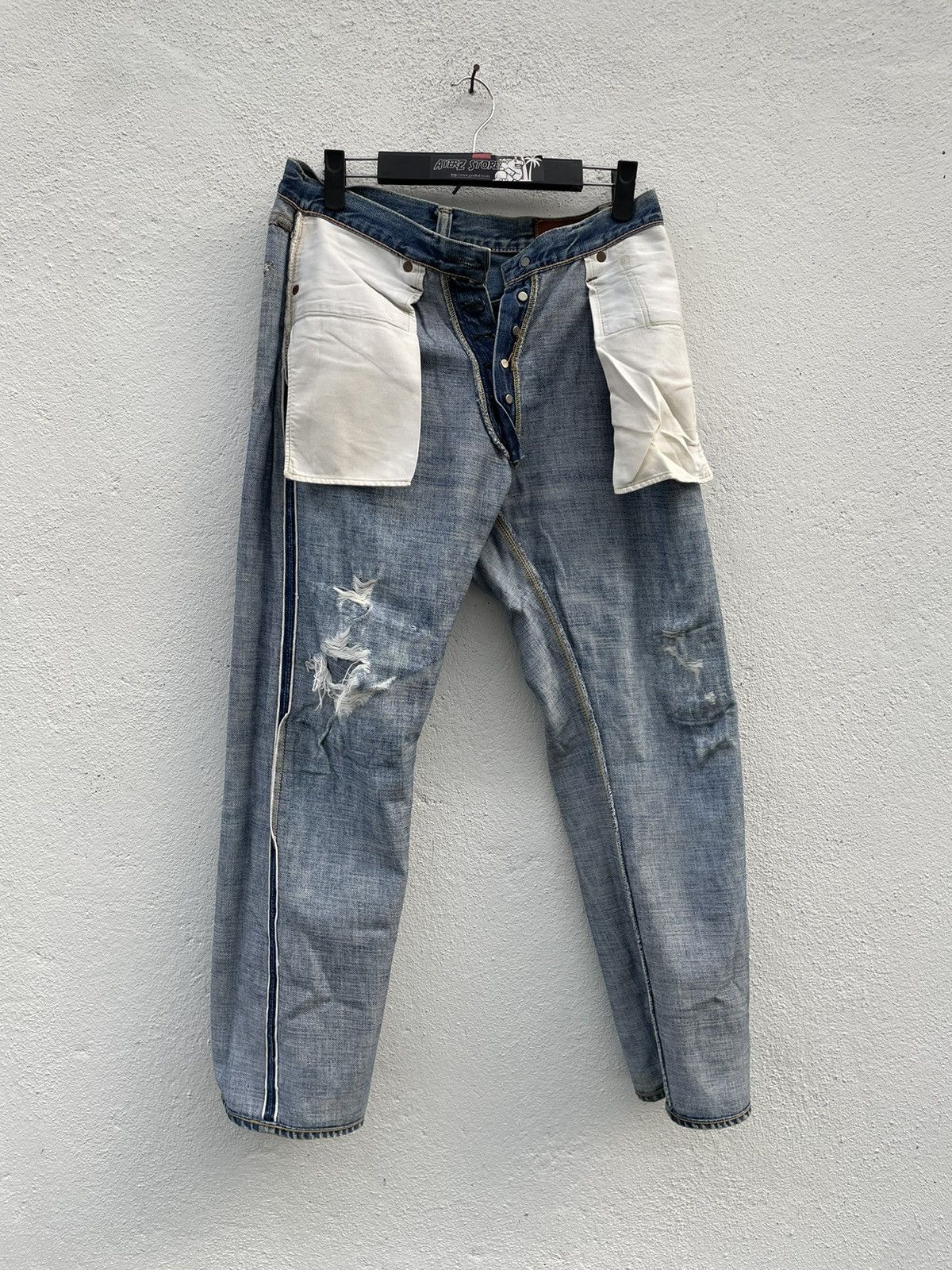 Full Count & Co. Vintage Full Count Distressed Selvedge Jeans Size US 30 / EU 46 - 17 Thumbnail