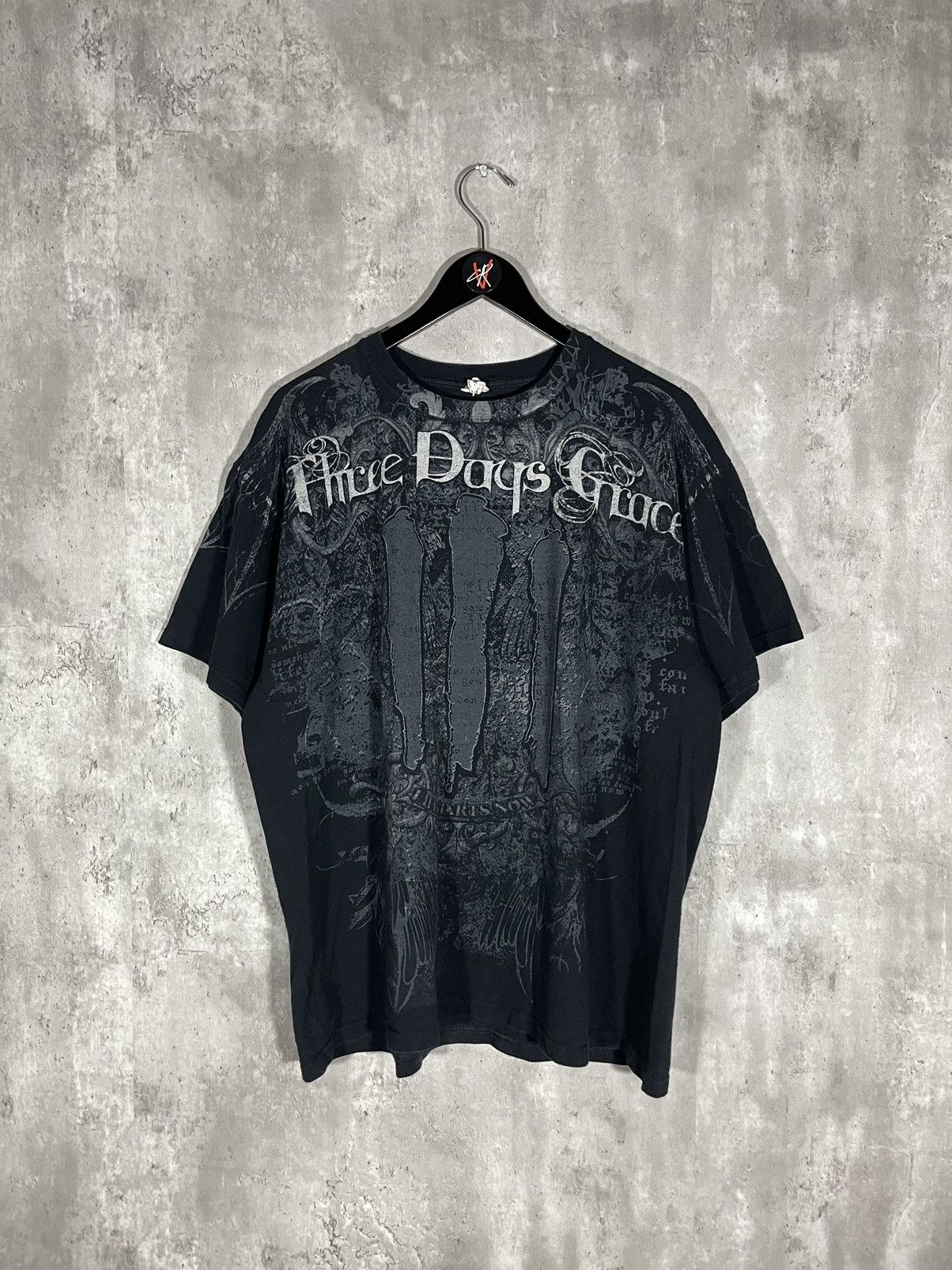 image of Band Tees x Vintage 2000S Three Days Grace Life Starts Now Aop T-Shirt in Black, Men's (Size XL)