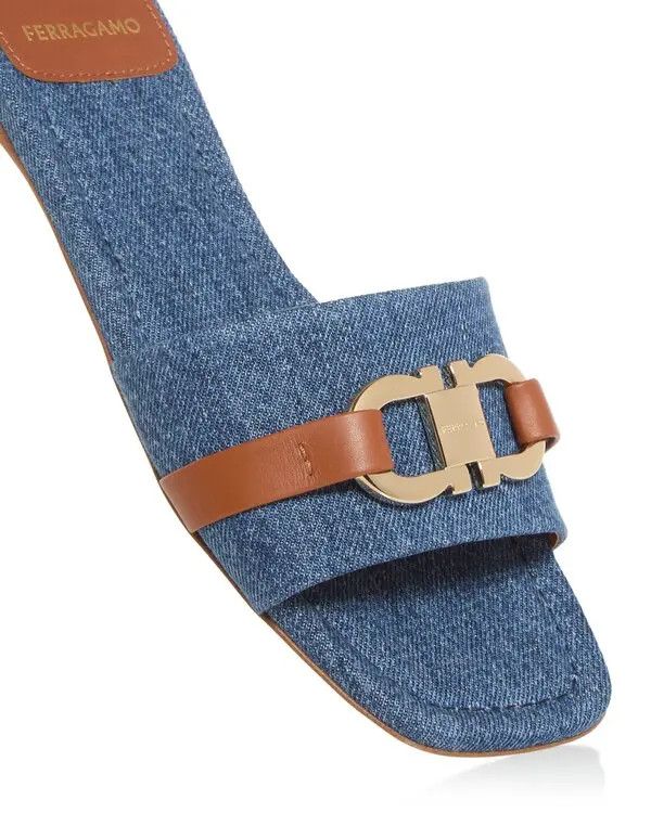 Salvatore Ferragamo o1s1rm0526 Leah Gancini Slides in Blue Size US 6 / IT 36 - 5 Thumbnail