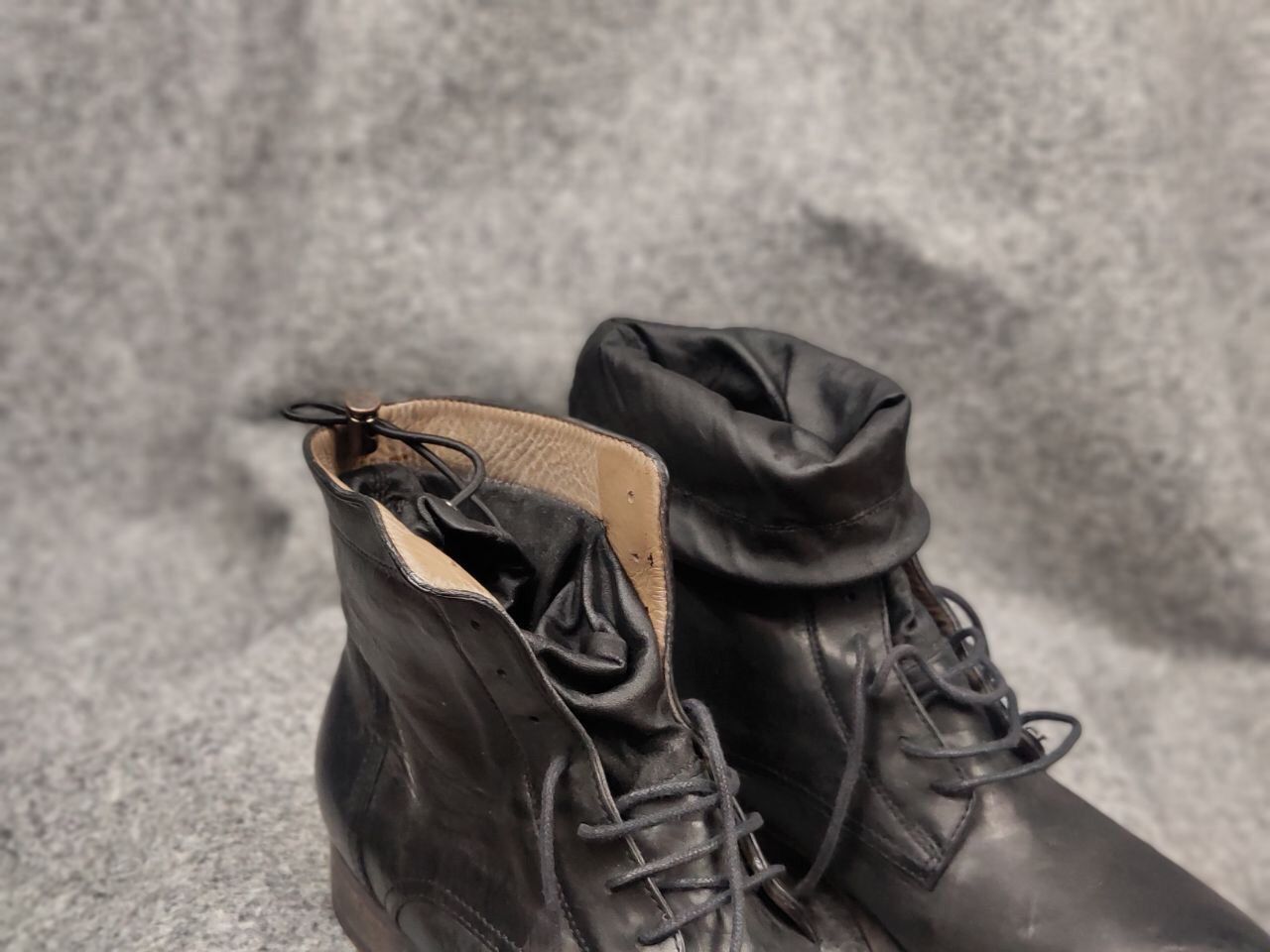 Other Vintage Guidi Style lace up Black Leather ankle Boots Size US 7 / IT 37 - 18 Thumbnail