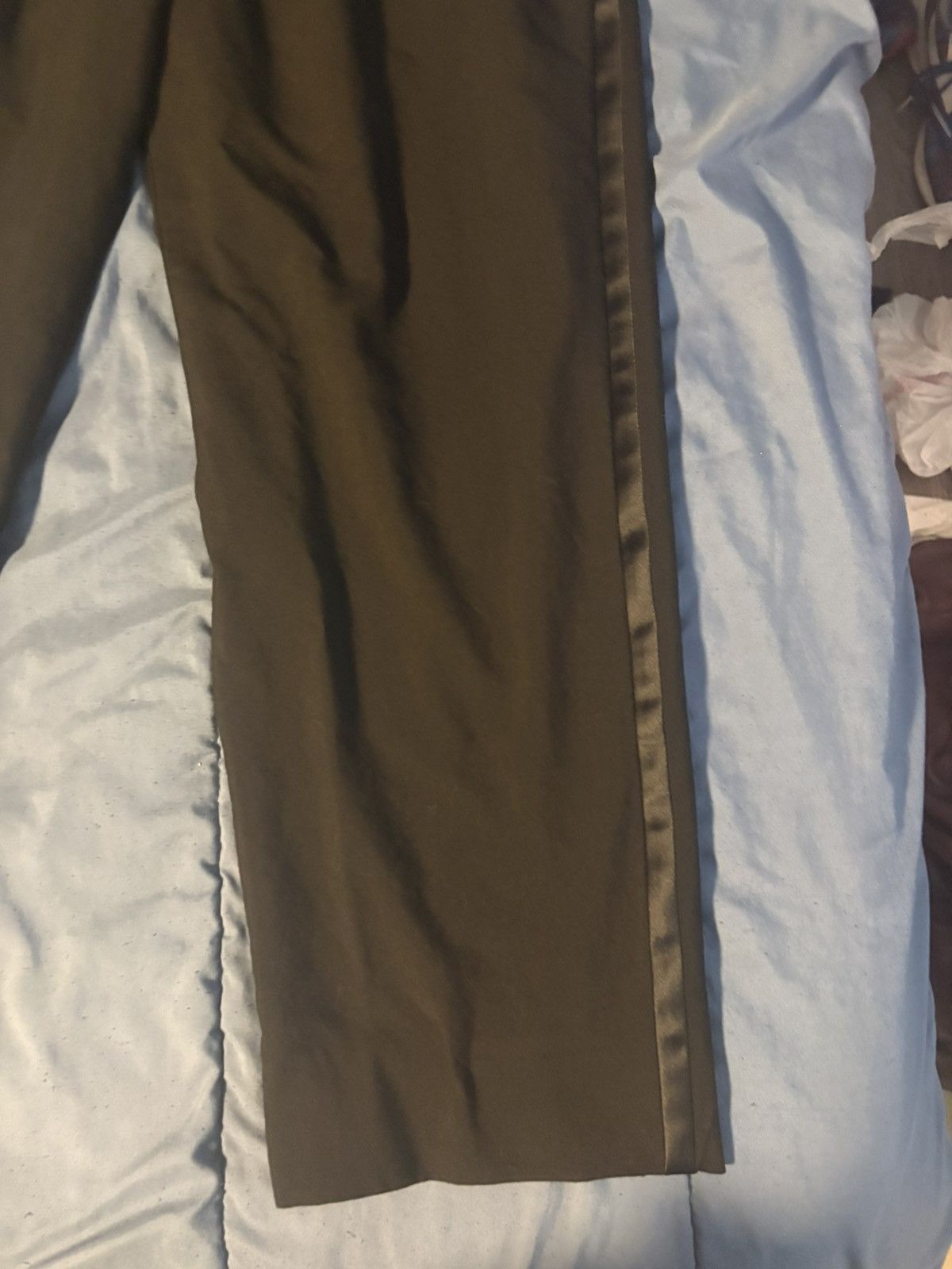 Other Black Pleated Side Stripe Dress Pants Straight Leg Size 32 Size 34S - 3 Thumbnail
