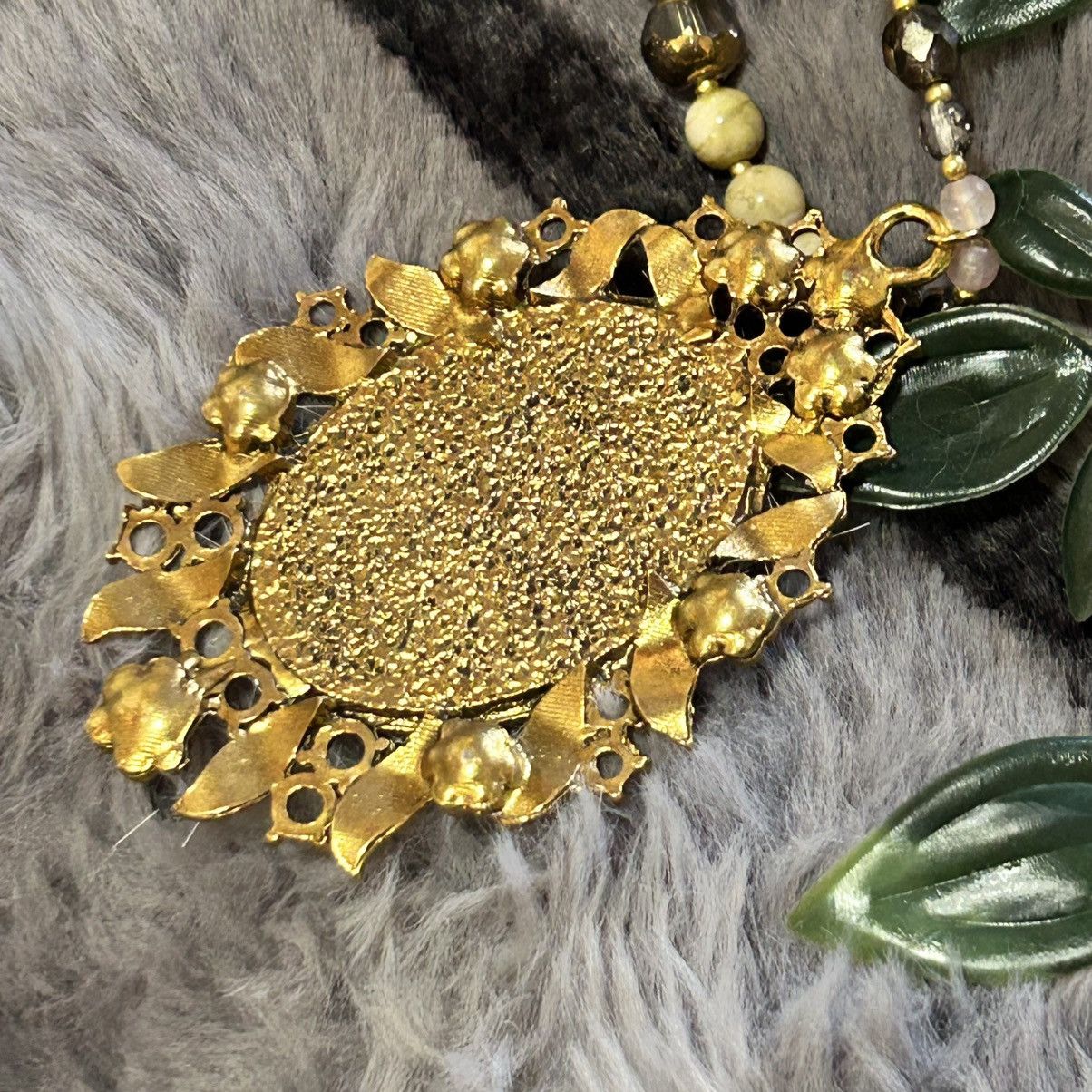 Handmade Handcrafted ice queen raised 3-D cameo beaded necklace Size ONE SIZE - 8 Thumbnail