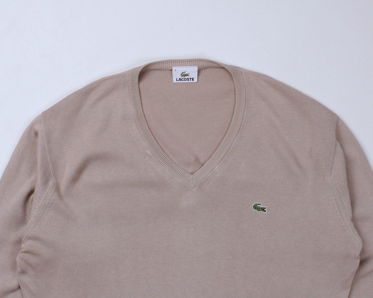 Lacoste × Vintage LACOSTE Beige V-Neck Cotton Knitted Pullover Sweater Size 4 Size US L / EU 52-54 / 3 - 5 Thumbnail