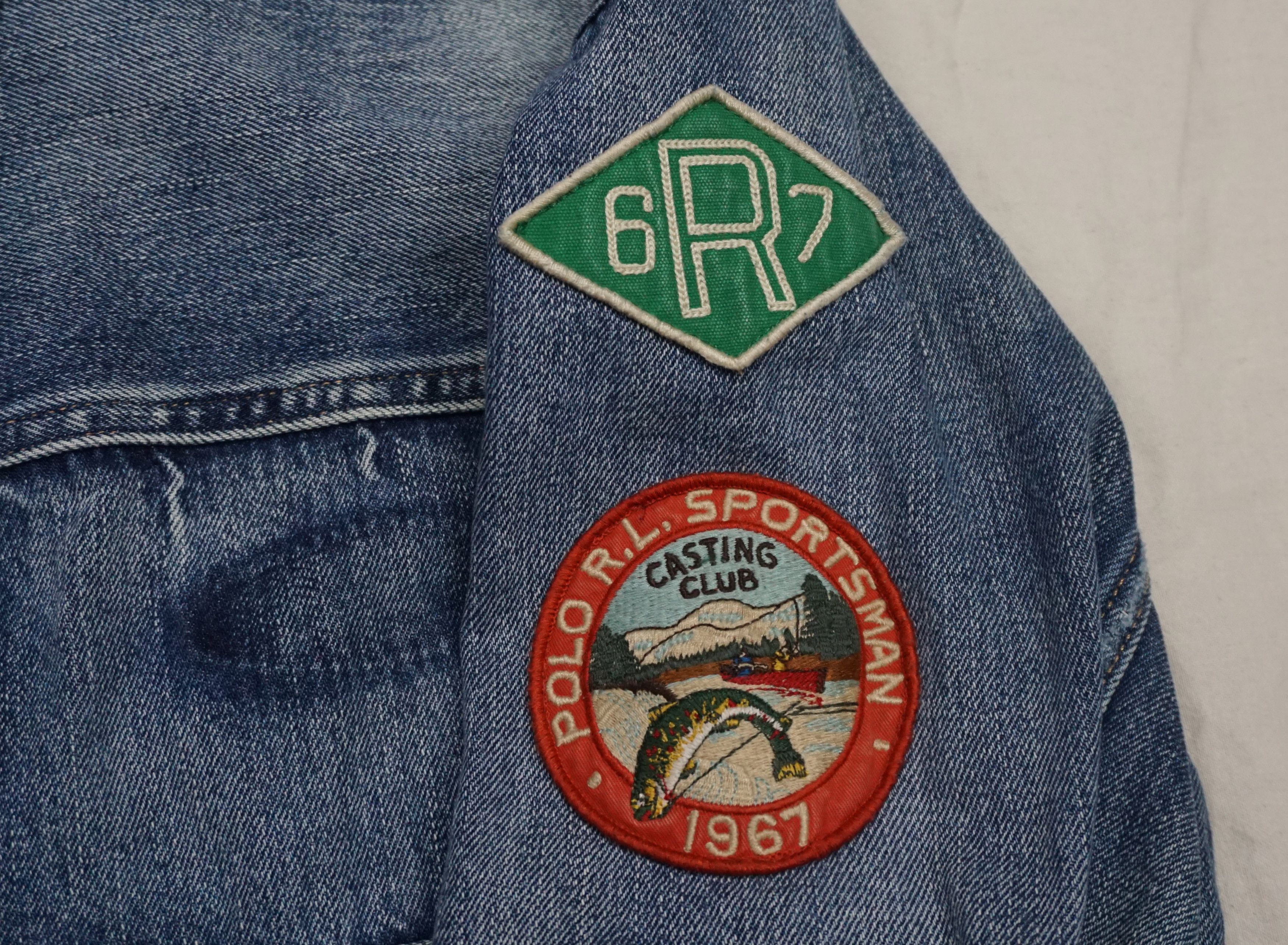 Polo Ralph Lauren × Vintage Polo Ralph Lauren Sportsman Trucker Patch Denim Jacket Size US L / EU 52-54 / 3 - 4 Thumbnail