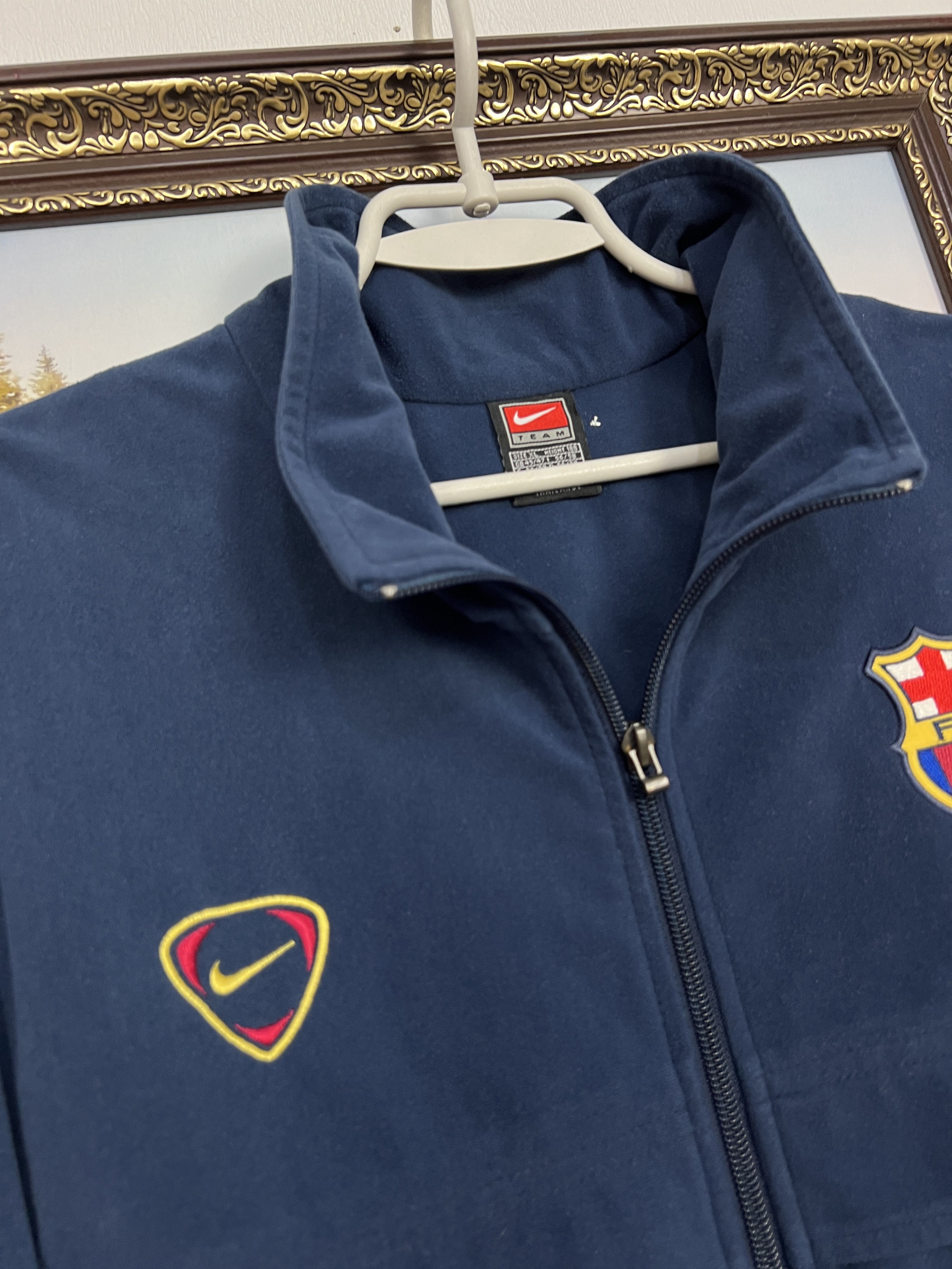 Nike Vintage 90's Nike Barcelona Football Fleece Jacket Soccer Size US XL / EU 56 / 4 - 4 Thumbnail