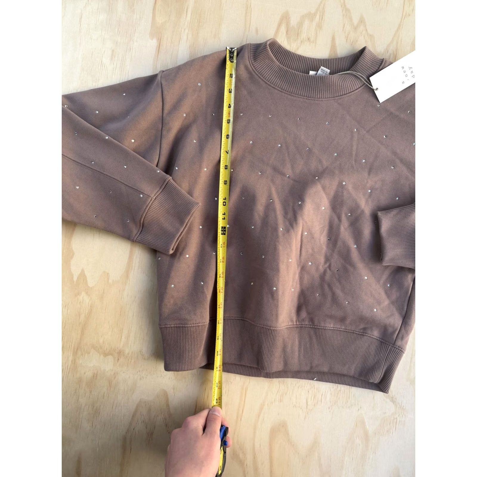 Vintage A New Day Sweatshirt Womens XS Brown Rhinestone Studded Polka Dot Crewneck Size XS / US 0-2 / IT 36-38 - 2 Thumbnail