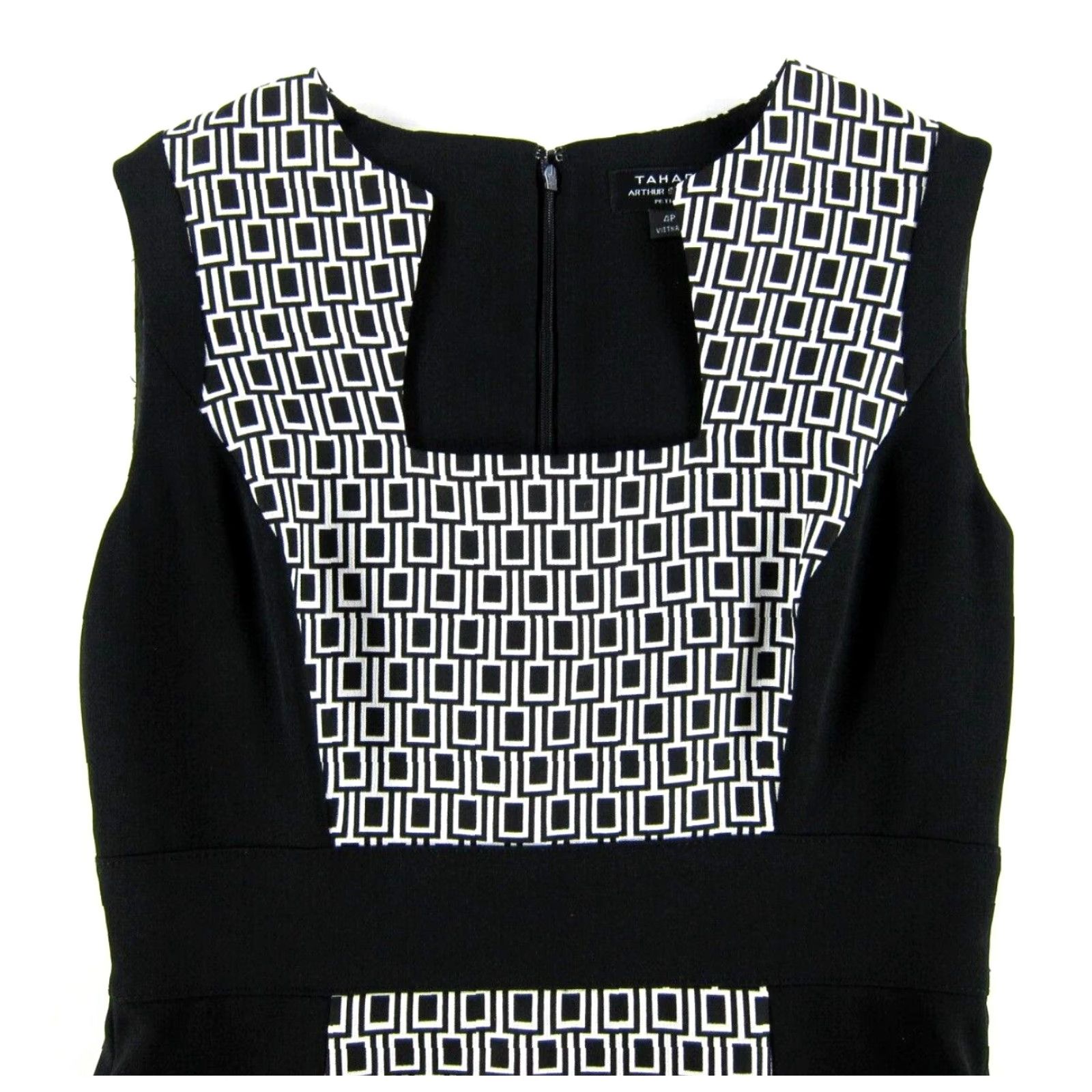 Vintage TAHARI Arthur Levine Black White Geometric Sleeveless Sheath Tank Dress 4P Size S / US 4 / IT 40 - 4 Thumbnail