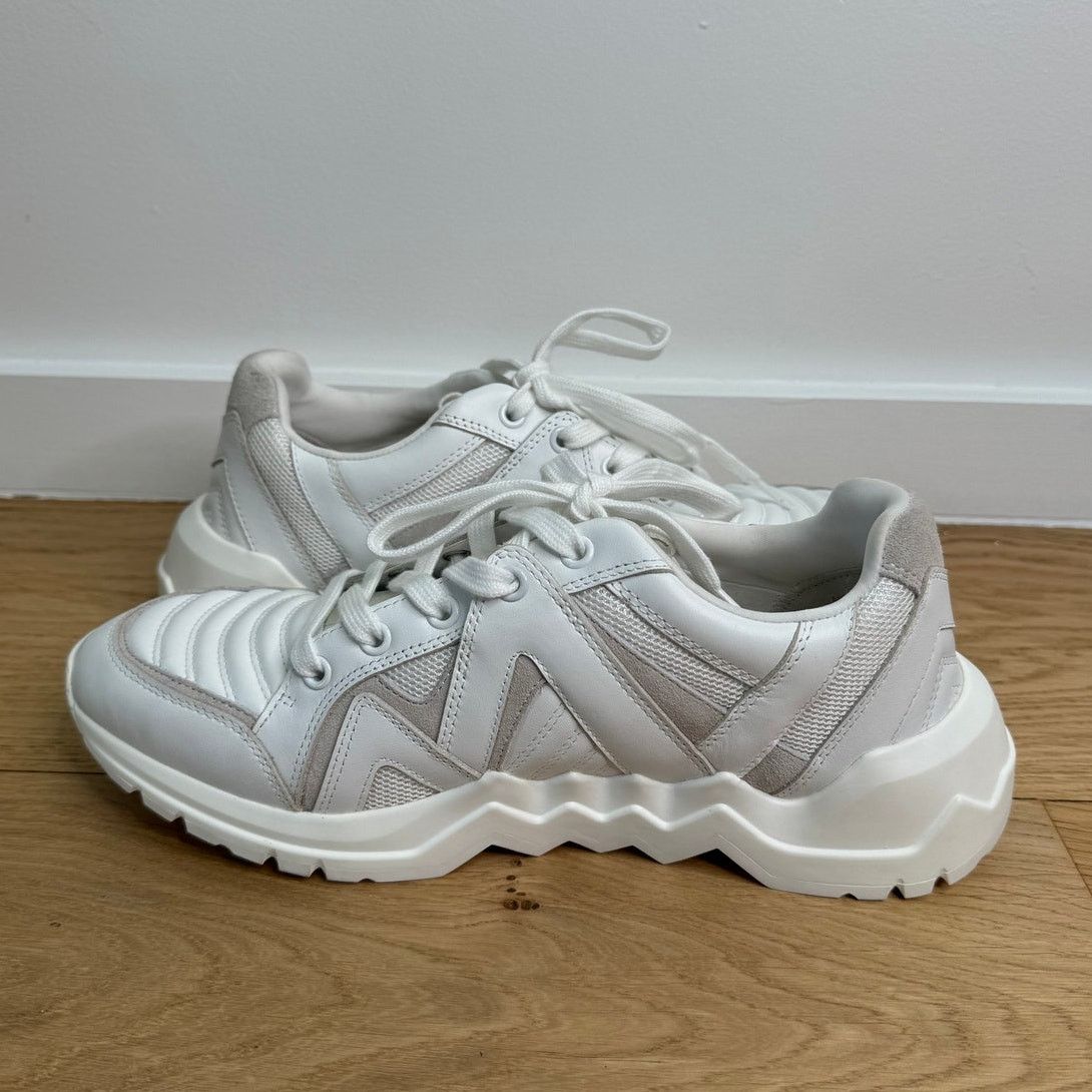 Maje NWOT Maje Blanc White Zig-Zag Chunky Lug Leather Sneakers Size US 11 / IT 41 - 6 Thumbnail