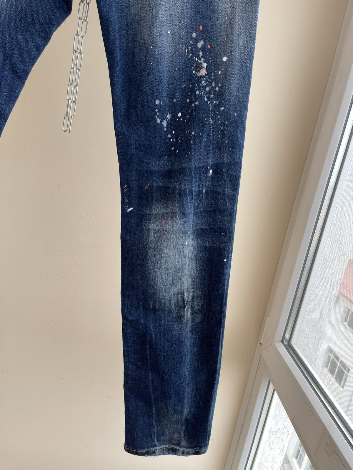 Dsquared2 Icon Slim Jean Distressed Wash Denim Paint-Splattered Jeans Size US 32 / EU 48 - 15 Thumbnail