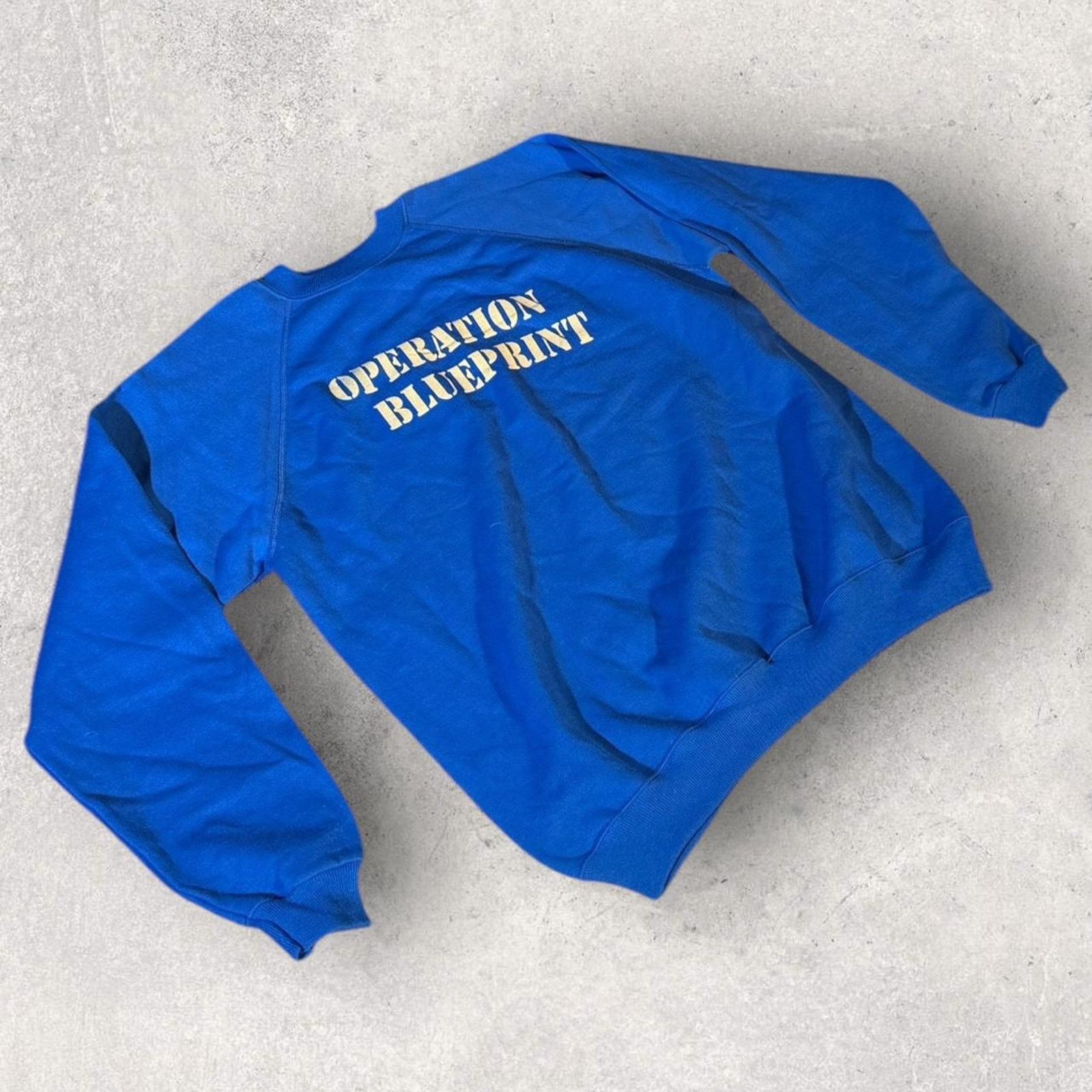 Hanes Vintage 80’s Operation Blueprint Blue Crewneck Size US XL / EU 56 / 4 - 4 Thumbnail