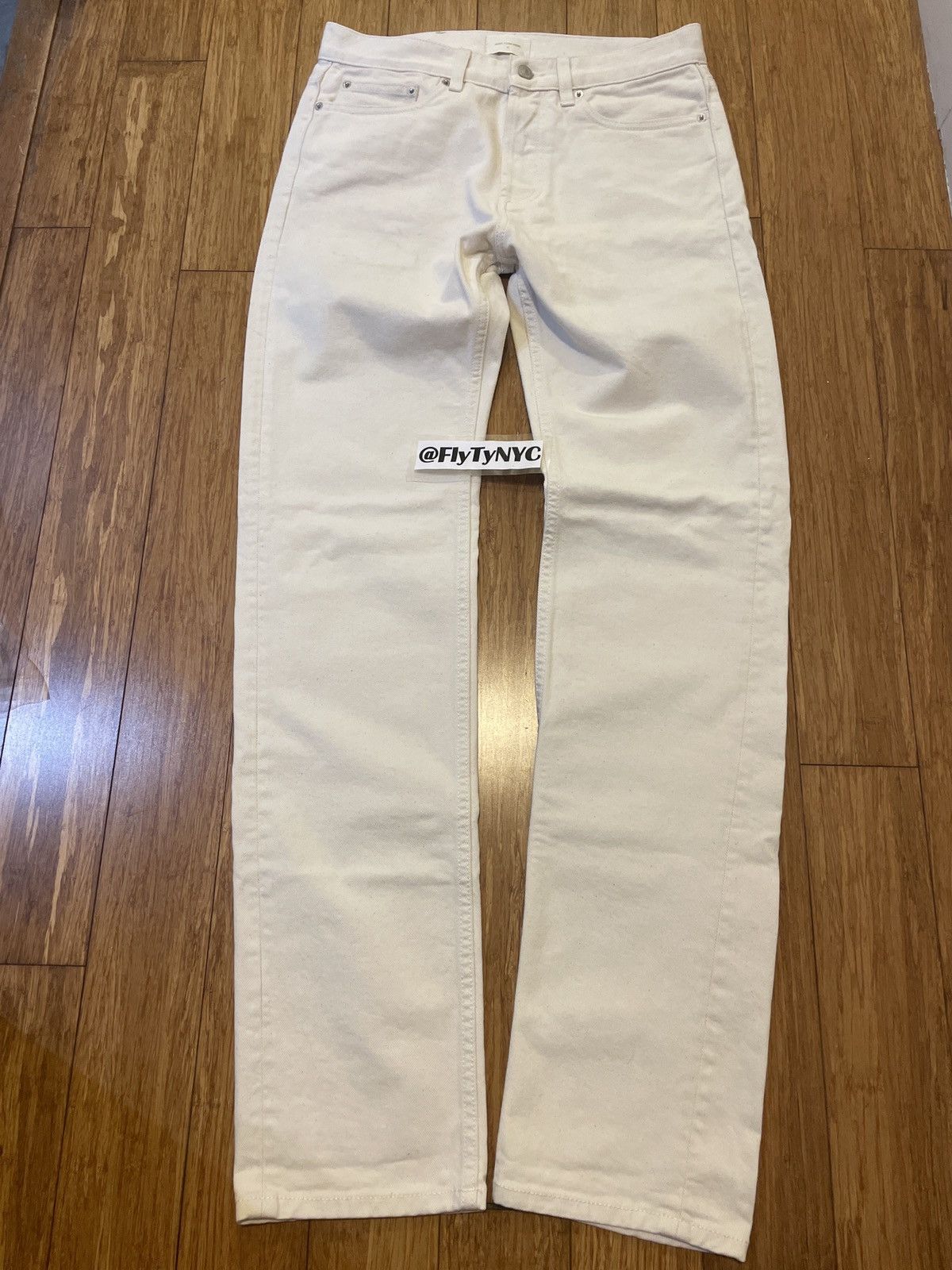 image of Aime Leon Dore 5 Pocket Straight Fit Denim Size 30 in White, Men's