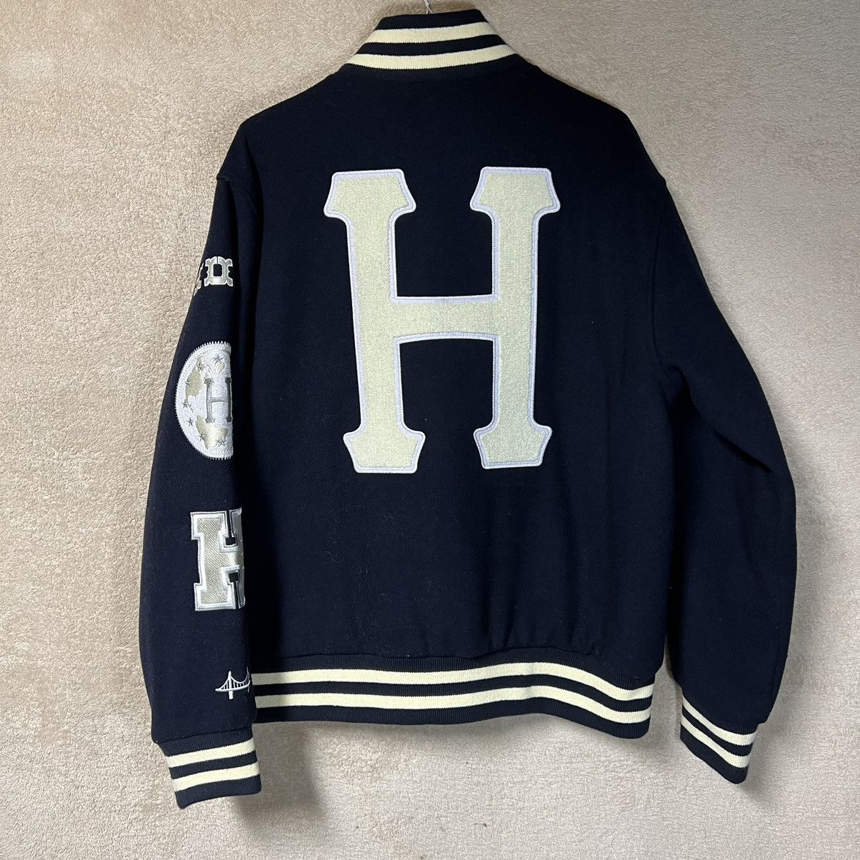 Huf HUF 20 Year Classic H Varsity Bomber Jacket Mens Medium Blue Size US M / EU 48-50 / 2 - 5 Thumbnail