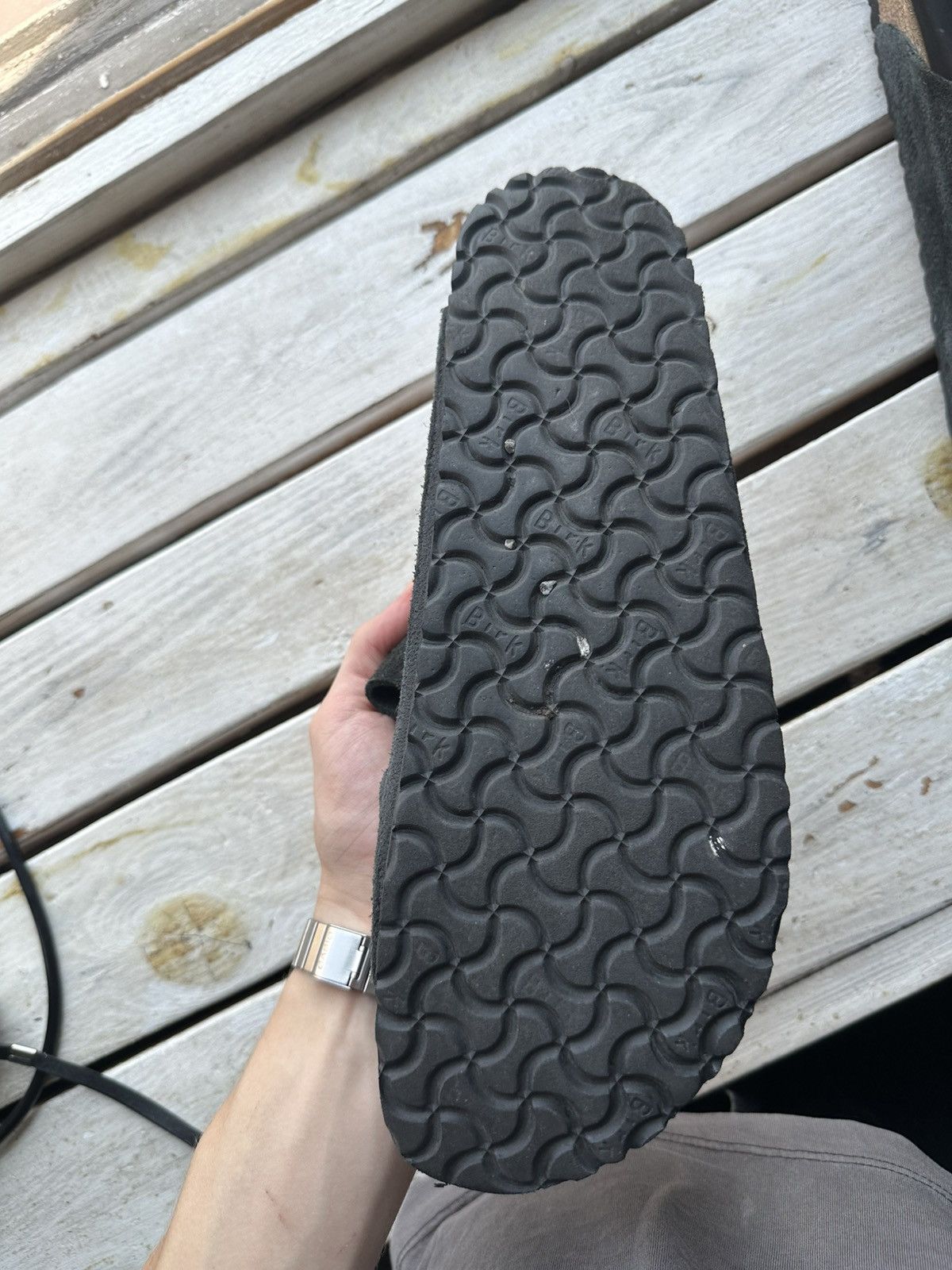 Birkenstock 🚨Vintage Birkenstock 46 black Luxe Sandals rare slides Size US 13 / EU 46 - 6 Thumbnail