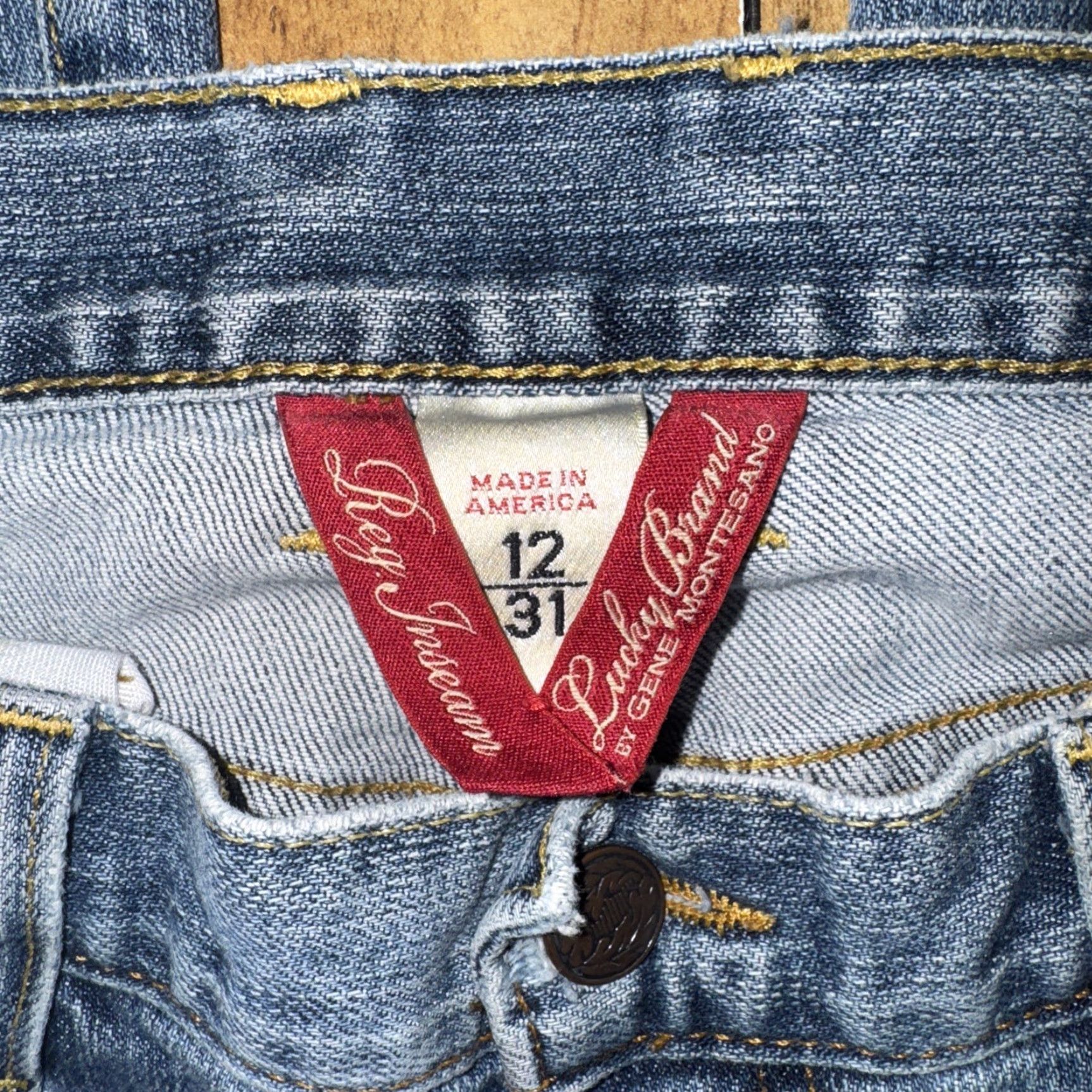 Lucky Brand VINTAGE Lucky Brand by Gene Montesano Distressed Flare Jeans 34x32 Bootcut Men 34x32 Blue Denim Cotton Size US 34 / EU 50 - 6 Thumbnail