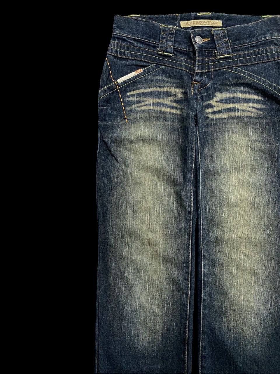 Vintage RARE 90s Blue Moon Blue Mudwash Clawmark Logo Insane Jean Size US 28 / EU 44 - 4 Thumbnail