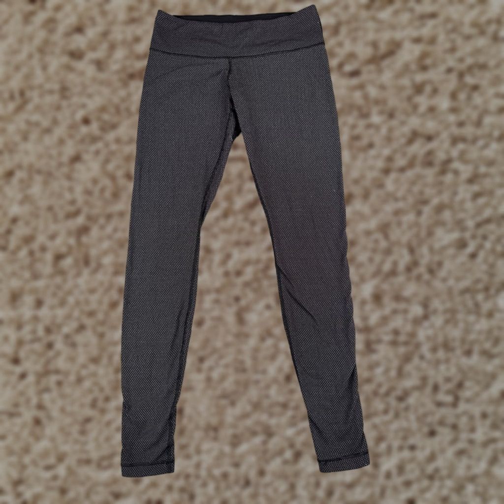 Lululemon Lululemon Wunder Under Pant Women 8 Gray Print Roll Down Diamond Dot Leggings Skinny Inseam 30 in Activewear Yoga Size 30" / US 8 / IT 44 - 1 Thumbnail
