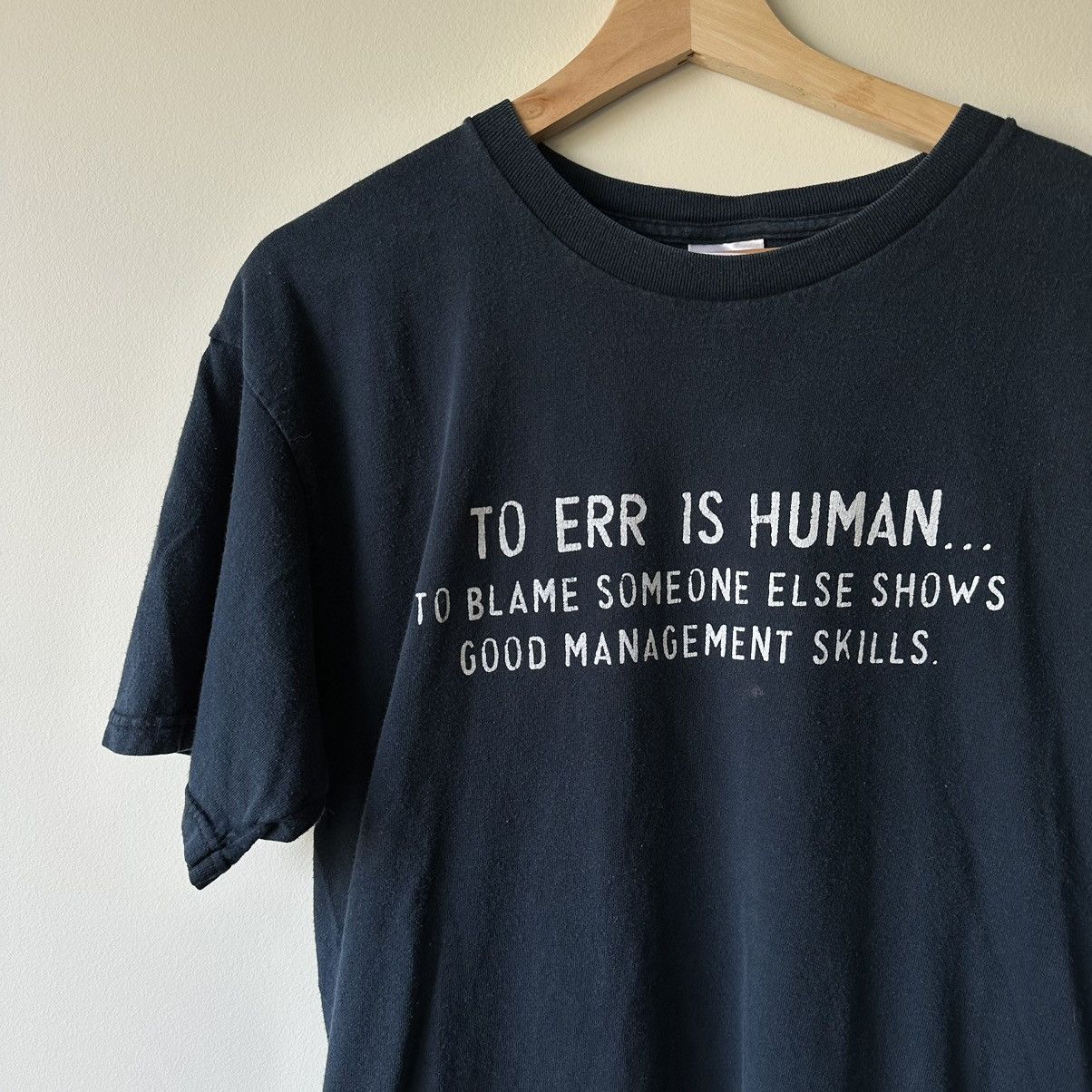 Vintage Vintage Funny 00s Human Error Black Faded Slogan Shirt Size US L / EU 52-54 / 3 - 2 Thumbnail