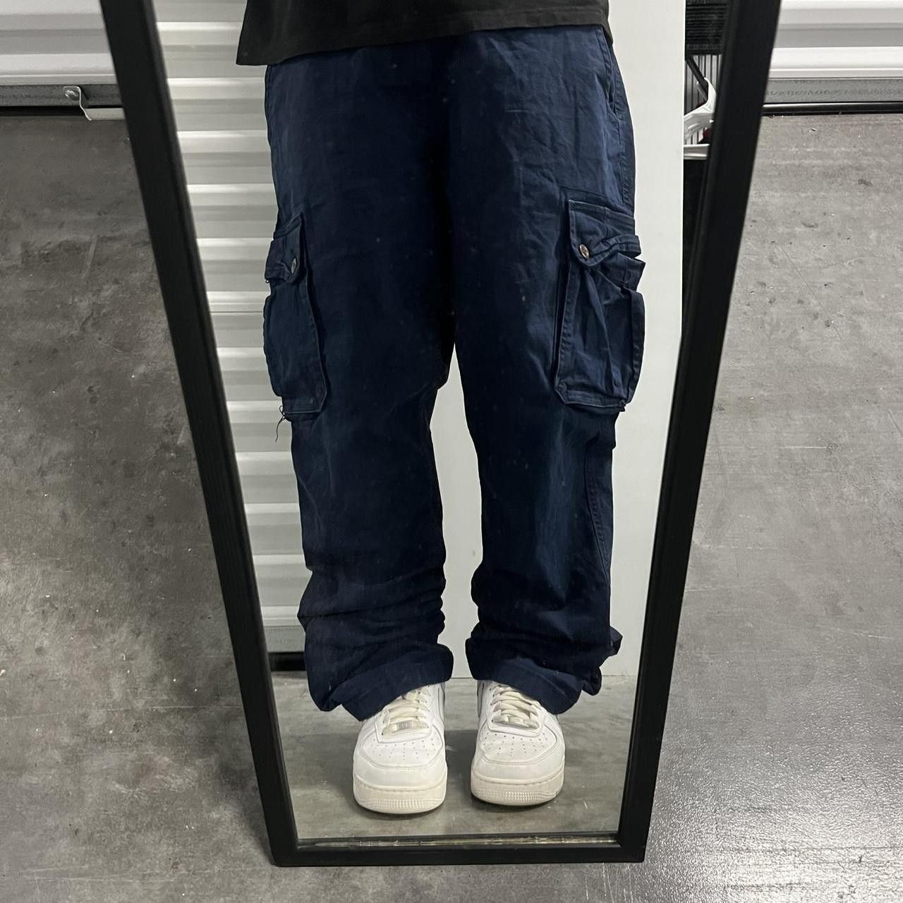 Japanese Brand × Vintage Vintage Y2K/2000s Baggy Fit Navy Blue Cargo Pants! Size US 38 / EU 54 - 1 Thumbnail
