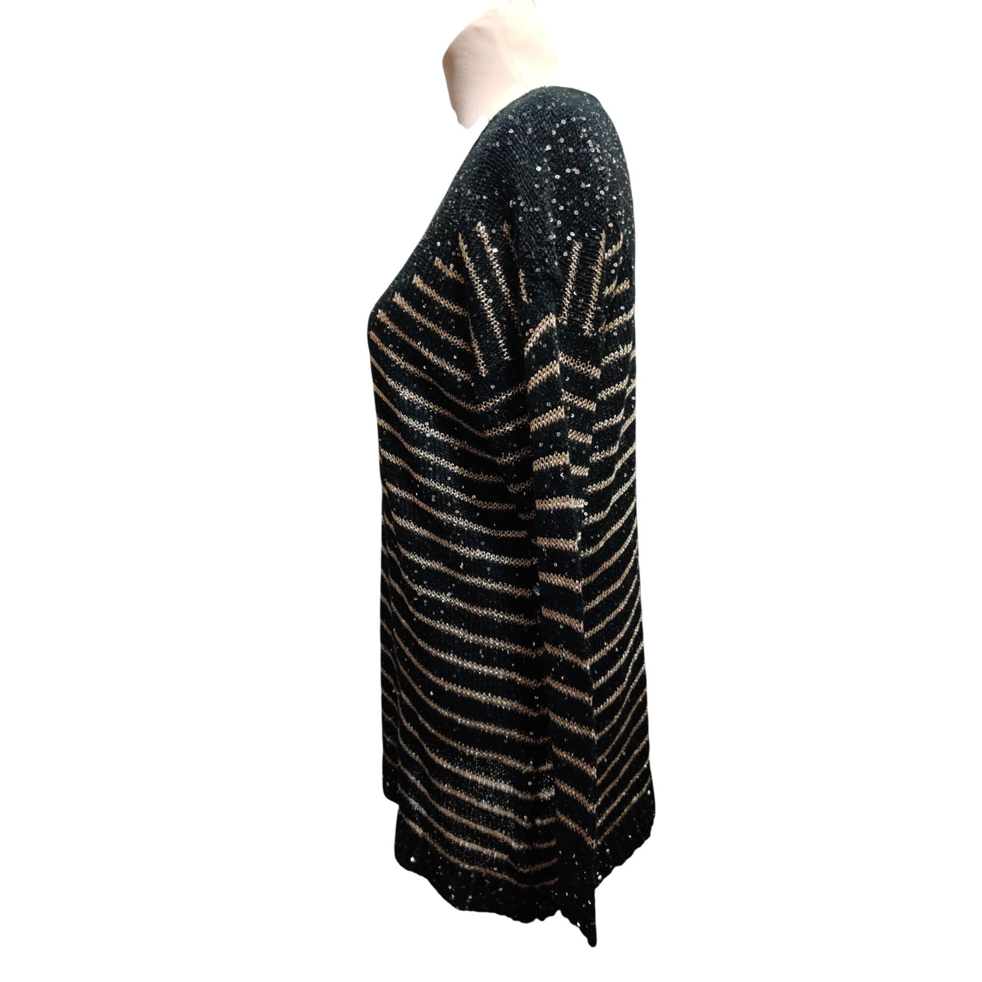 Vintage Vintage Escio Black Gold Sequin Stripe Knit Sweater Size M 8 Size M / US 6-8 / IT 42-44 - 10 Thumbnail