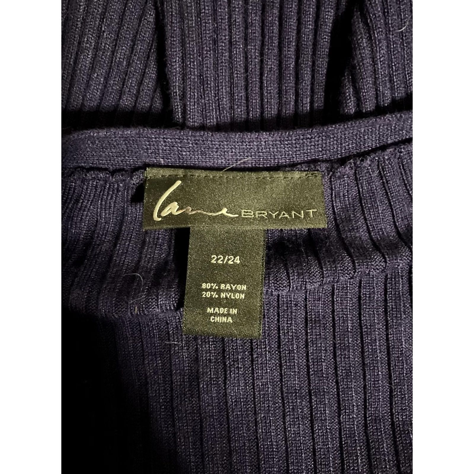 Vintage Lane Bryant Navy Blue Ribbed Long Sleeve Sweater 22 Plus Women Casual Knit 100% Cotton Cowl Neck Size 3XL / US 20-22 - 2 Thumbnail