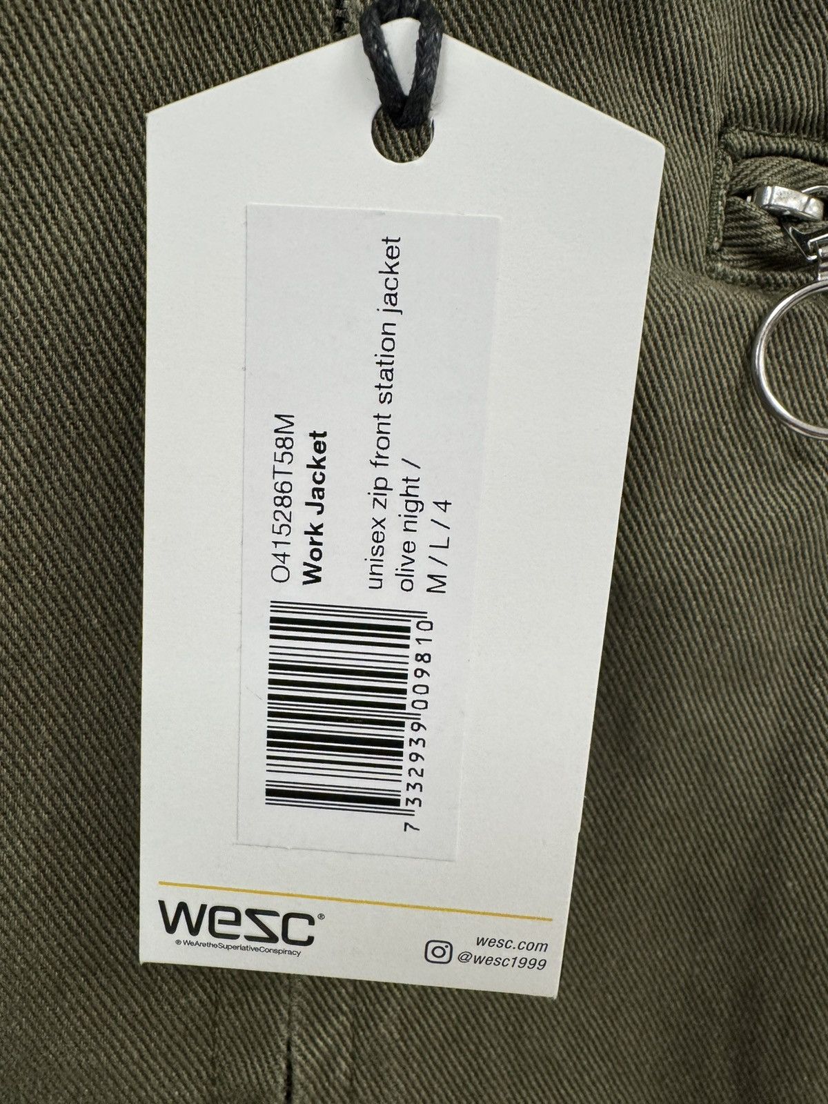 WeSC WeSC ‘Station’ Work Jacket, Olive Green/Black Cord Collar Size US M / EU 48-50 / 2 - 7 Thumbnail
