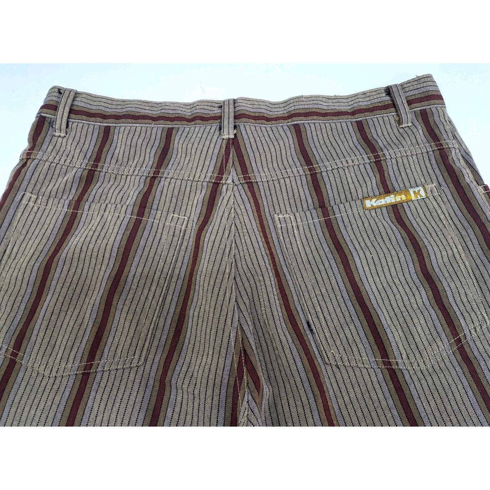 Katin Katin Surf Co Bermuda Shorts Mens 33 Brown/Maroon Striped Button Pocket Embroidered 11in Inseam Regular Fit Beach Size US 33 - 6 Thumbnail