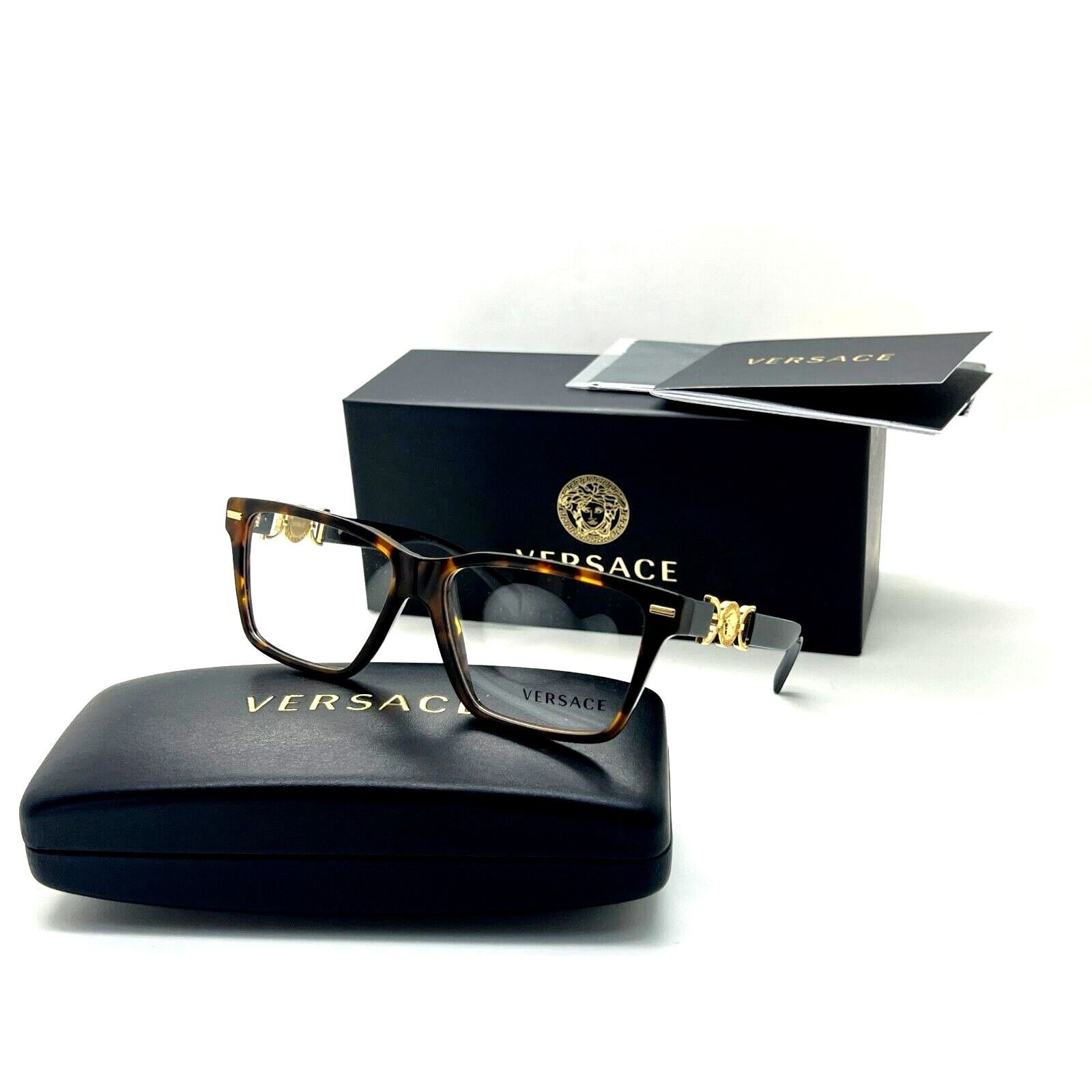 image of New Versace Ve3335F - 5404 Havana Eyeglasses in Dark Havana, Women's