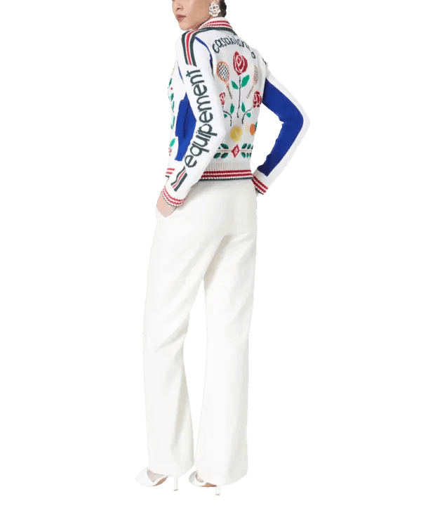 Casablanca o1mle0326 Casablanca Laurel Intarsia Knit Jacket Multicolor Size US M / EU 48-50 / 2 - 4 Thumbnail