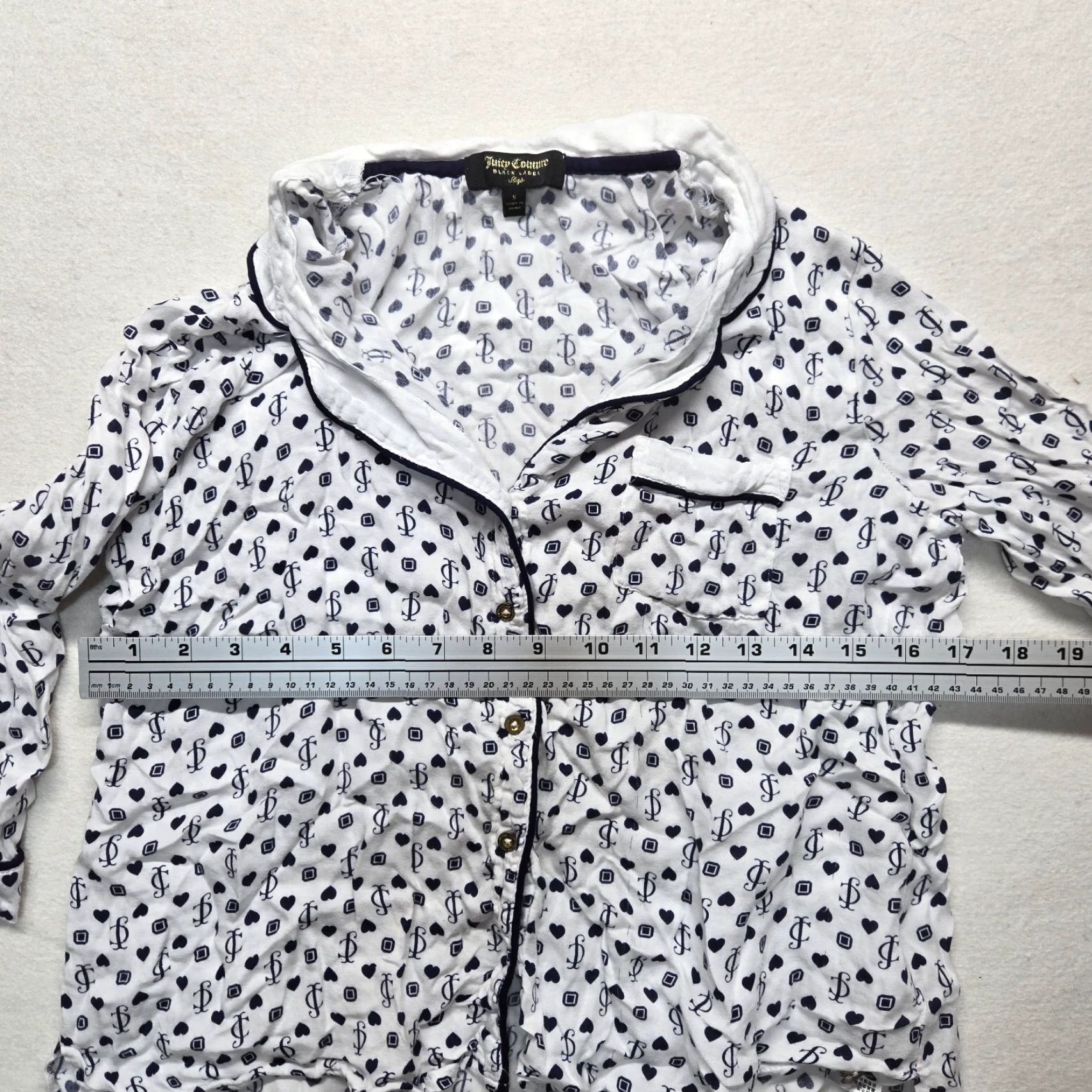 Juicy Couture Juicy Couture Shirt Women's S White Collared Button Up Pajama Sleepwear Sleepshirt Short Sleeve 90s? Size S / US 4 / IT 40 - 4 Thumbnail