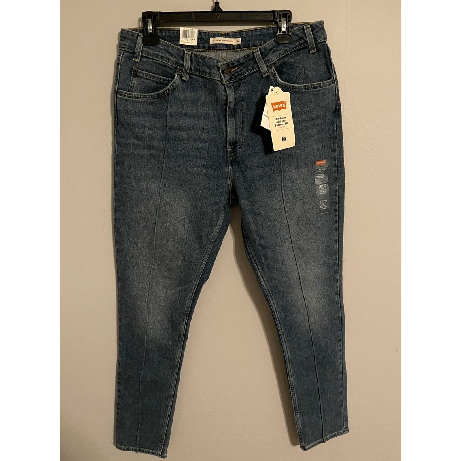 Levi's Levi's 721 Vintage High Rise Skinny Jeans - Women’s 32 - Orange Tab Denim, Blue, Medium Wash, 30" Inseam, 94% Cotton, Slim Fit Size 24" / US 00 / IT 34 - 3 Thumbnail