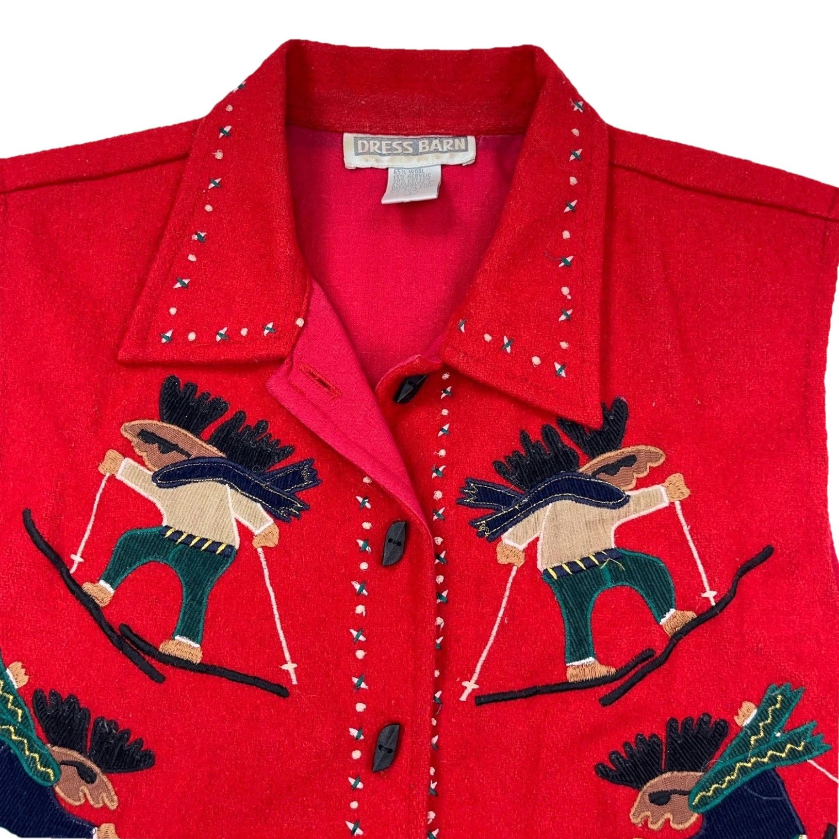 Vintage VINTAGE Christmas Vest Women Large Red Wool Acrylic Knit 90s Retro Cardigan Skiing Reindeer Logo Heavyweight Muscle Women Size L / US 10 / IT 46 - 2 Thumbnail